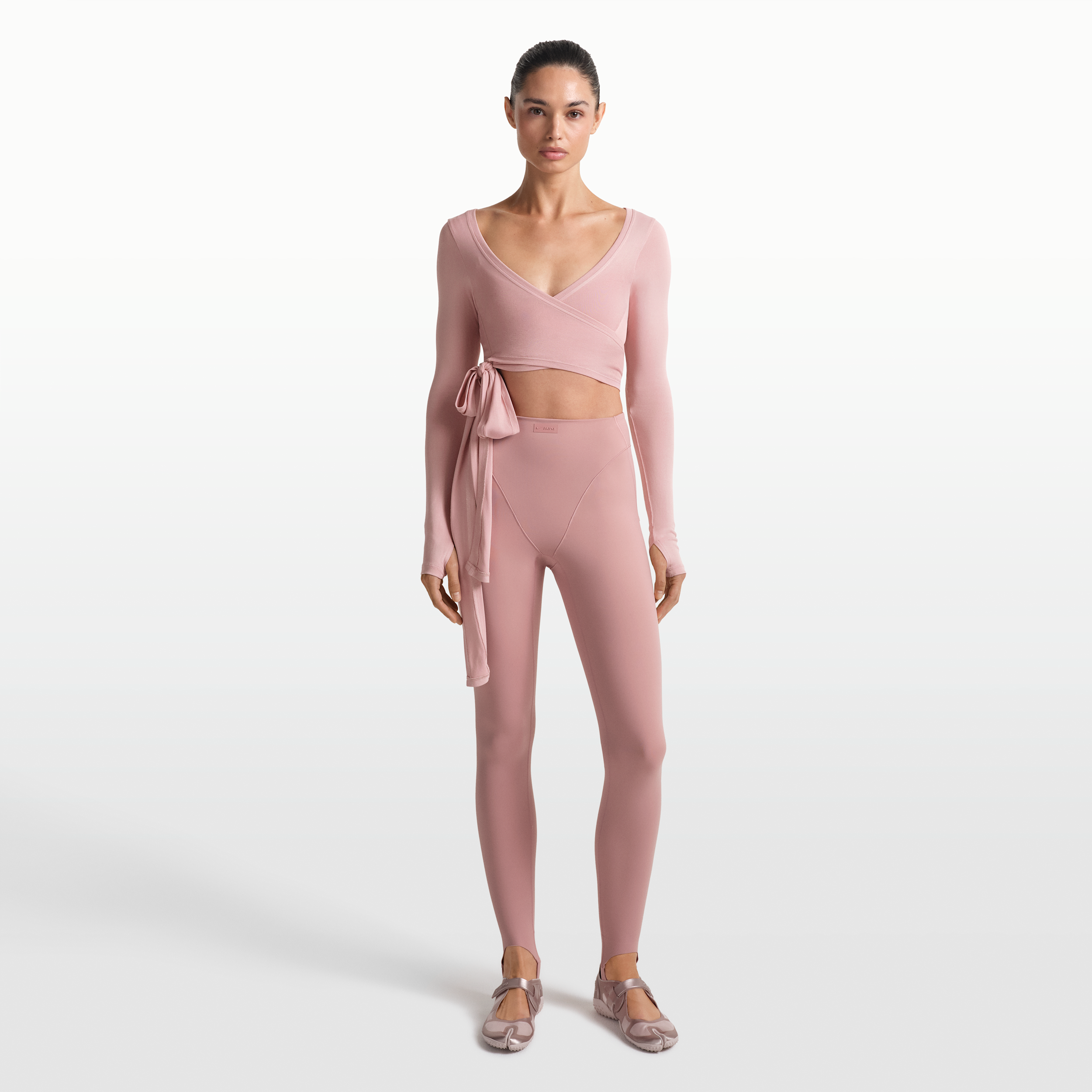 Nike Women's SKIMS Matte V-Panel Stirrup Leggings in Pink | PTLEG9696W-HIM