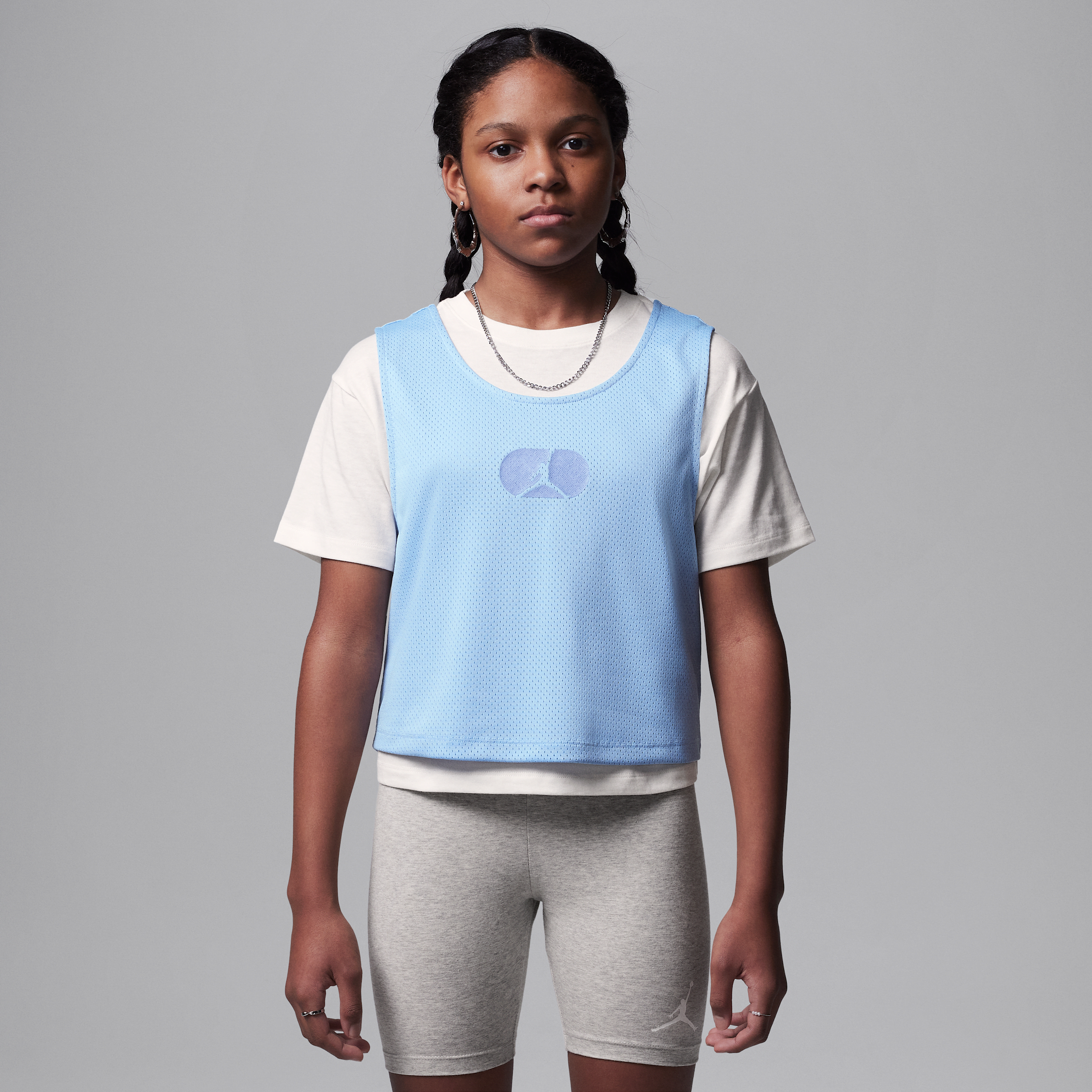 Jordan Training Camp Big Kids' Mesh Overlay T-shirt In Grey