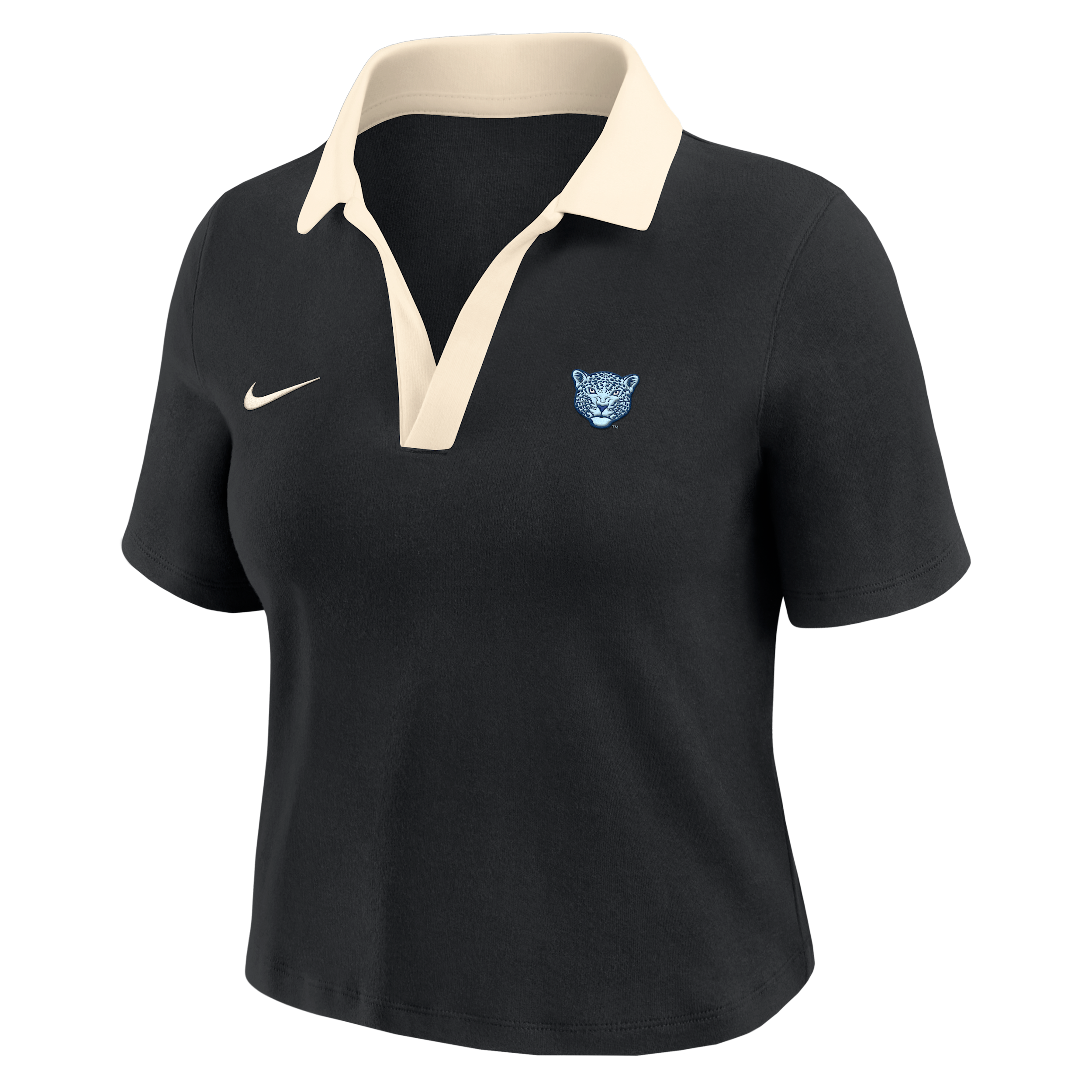 Nike Women's College (Spelman College) Short-Sleeve Polo Crop Top in Black | ZW12574SPEC25-BLK