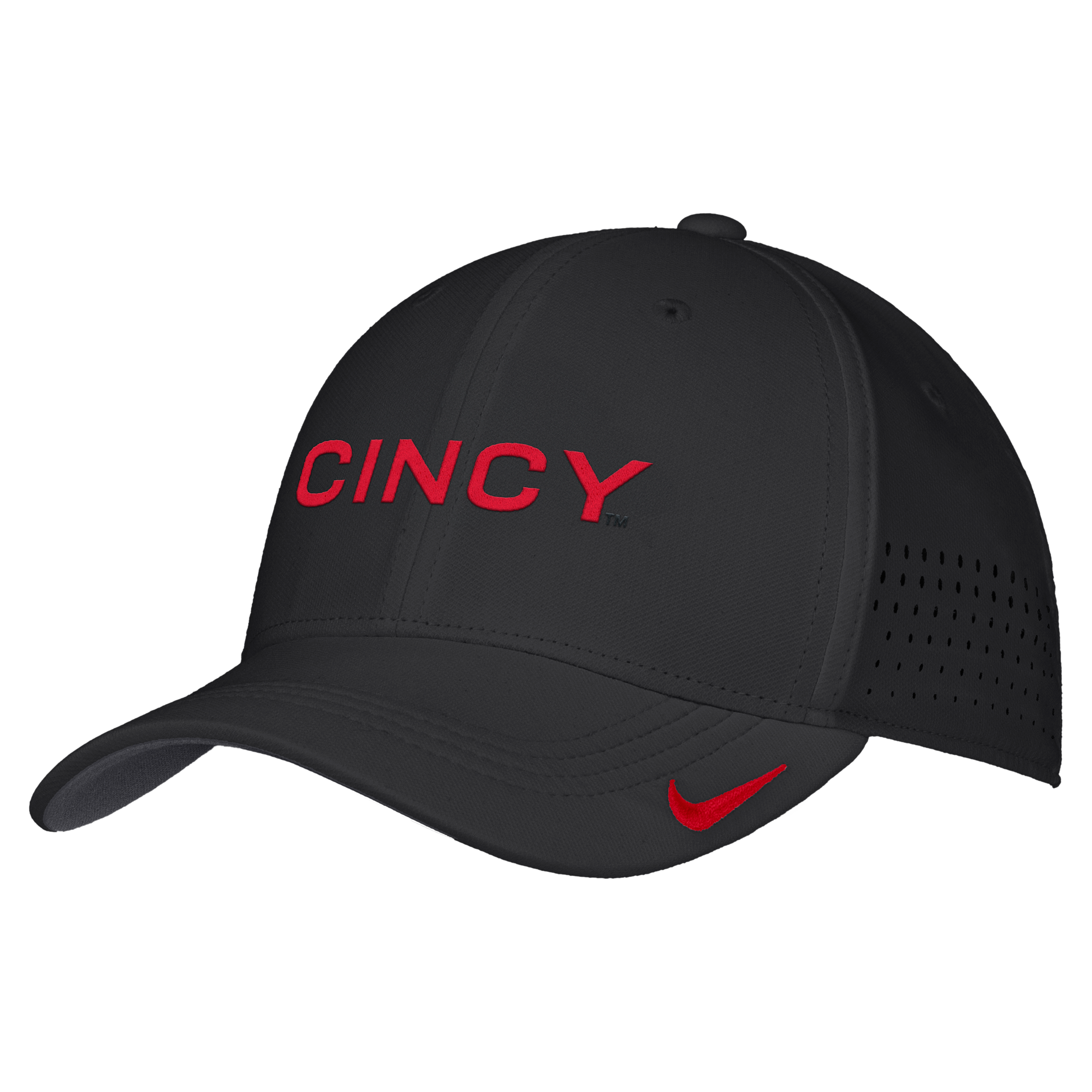 Nike Cincinnati Bearcats AeroBill Swoosh Flex Stretch-Fit Curved-Bill Hat - Black
