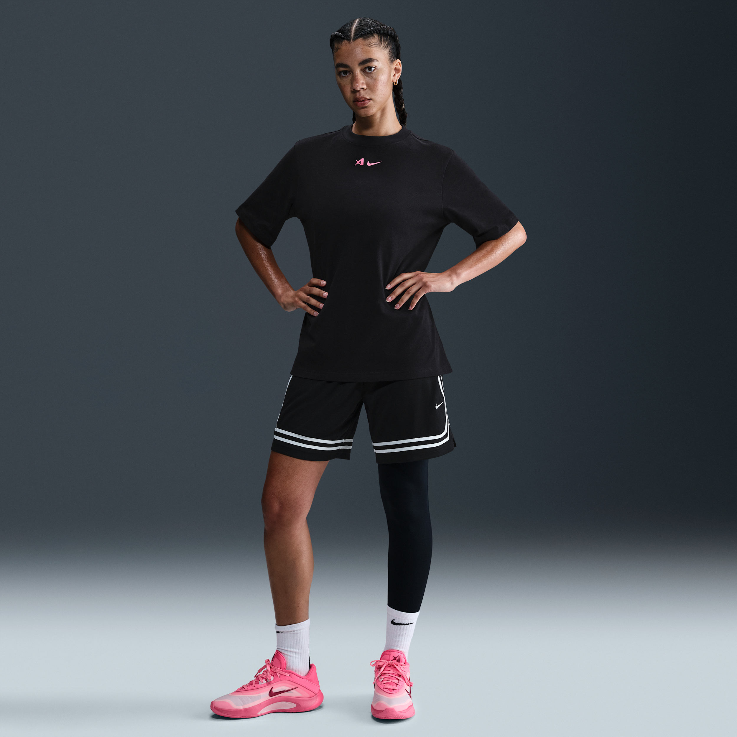 Nike Women's A'ja Wilson A'symmetric Mid-Rise Single-Leg Basketball Leggings in Black | HQ6455-010
