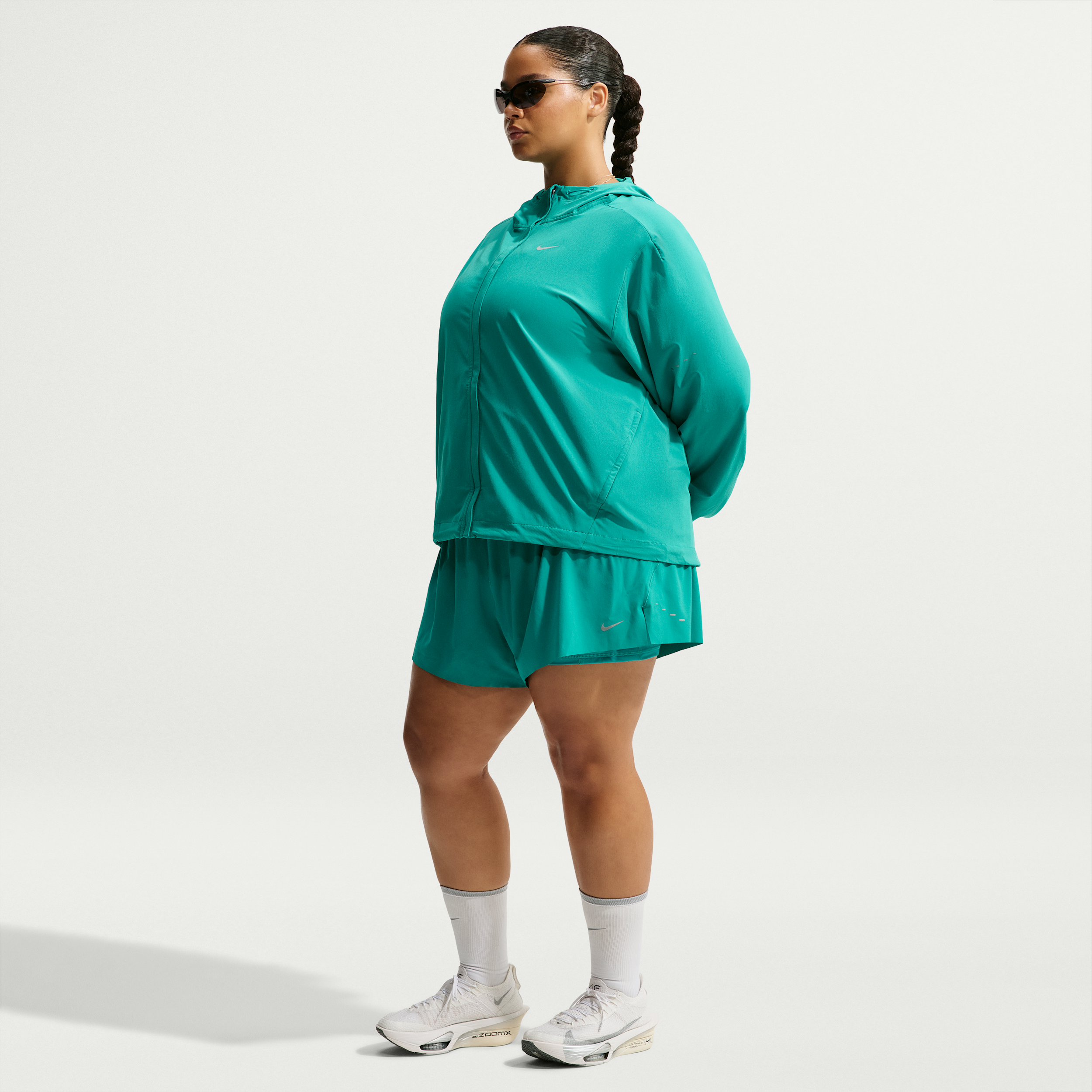 Nike Women's Swift Dri-FIT Mid-Rise 2-in-1 Running Shorts (Plus Size) in Green | HQ8755-300