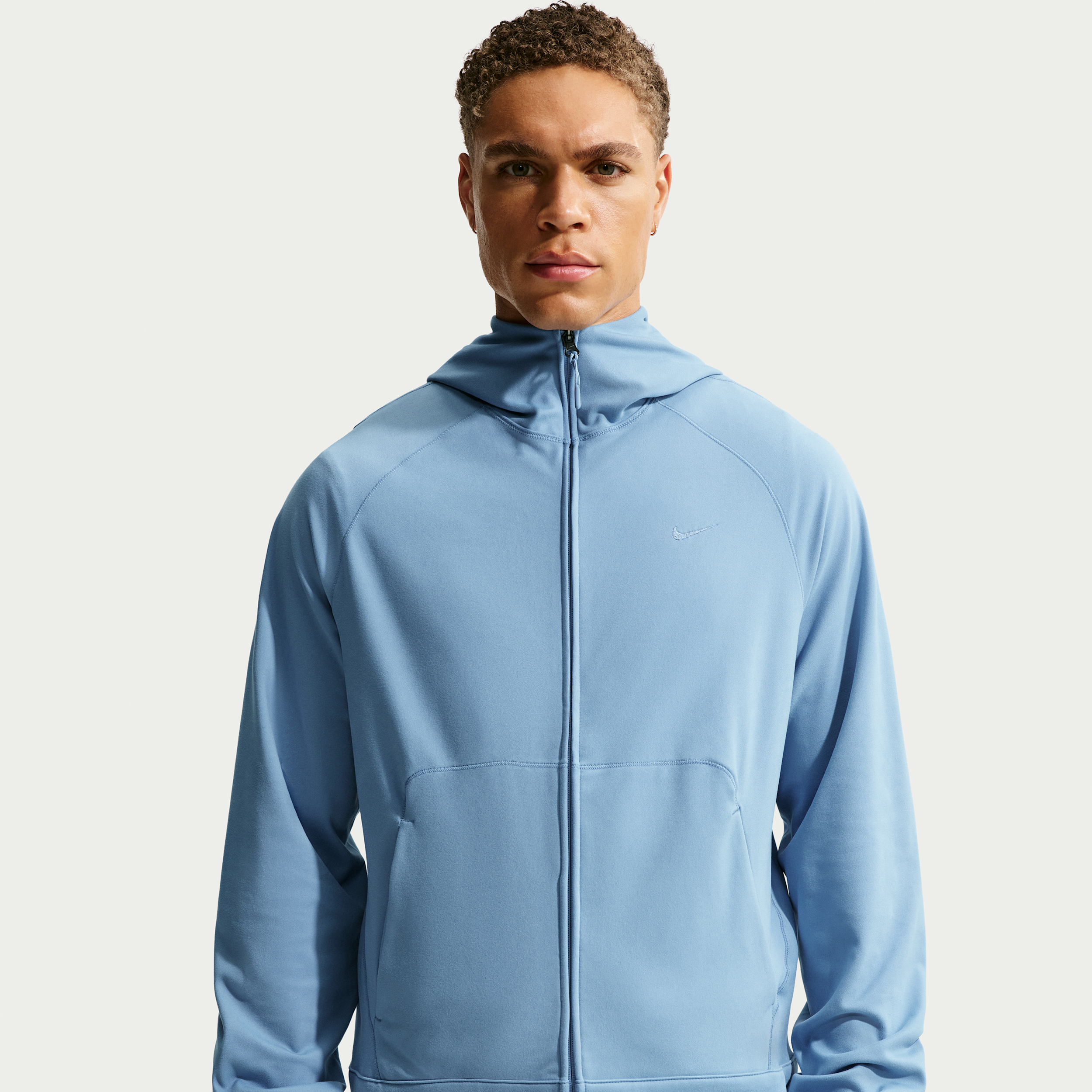 Nike Men's Primary NanoKnit Dri-FIT UV Protection Full-Zip Performance Hoodie in Blue | II1308-486