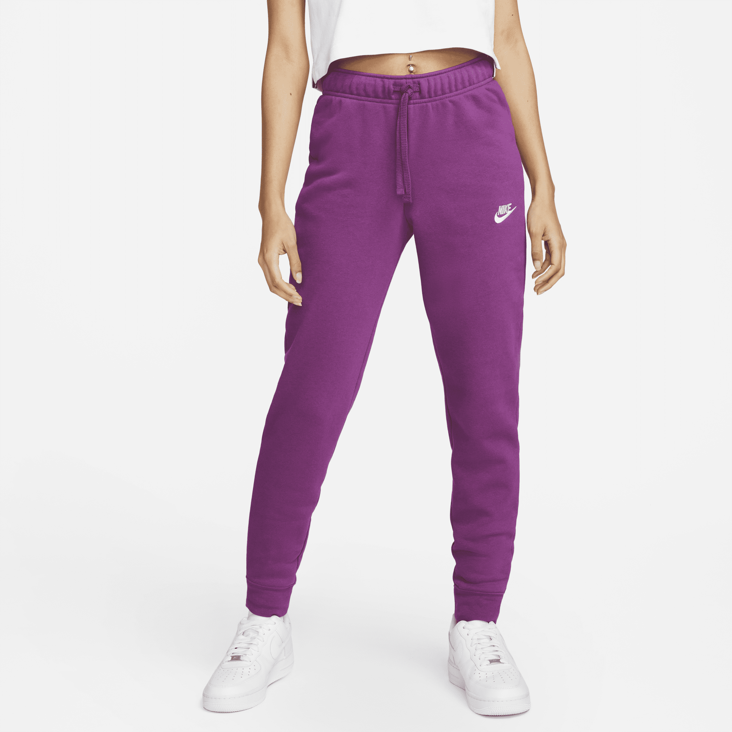 Nike Women's  Sportswear Club Fleece Mid-rise Slim Jogger Pants In Purple