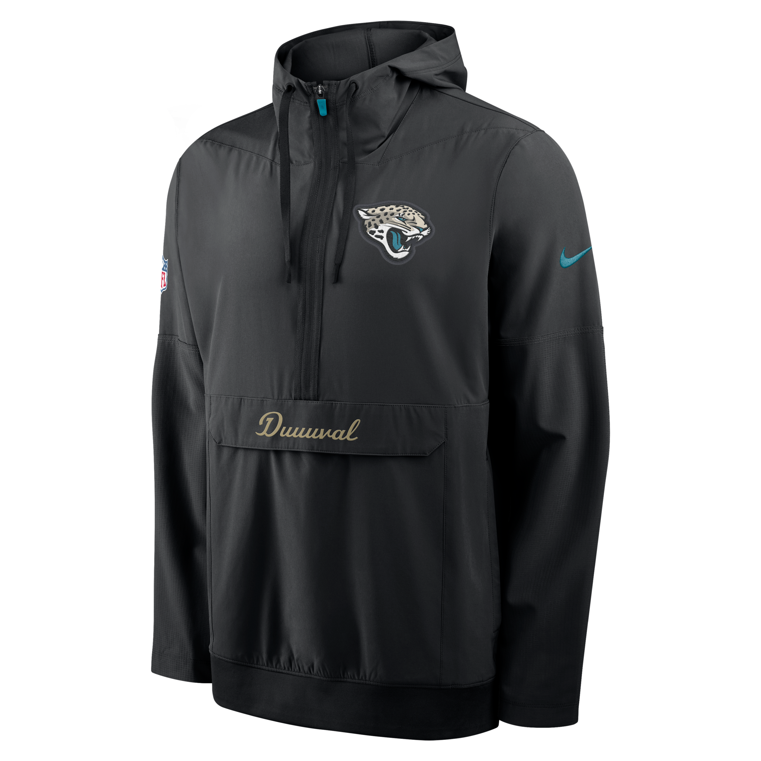 Jacksonville Jaguars Rivalries Collection Sideline Anorak Nike Men's NFL 1/2-Zip Hooded Jacket in Black | 03AT066K9N-4GX