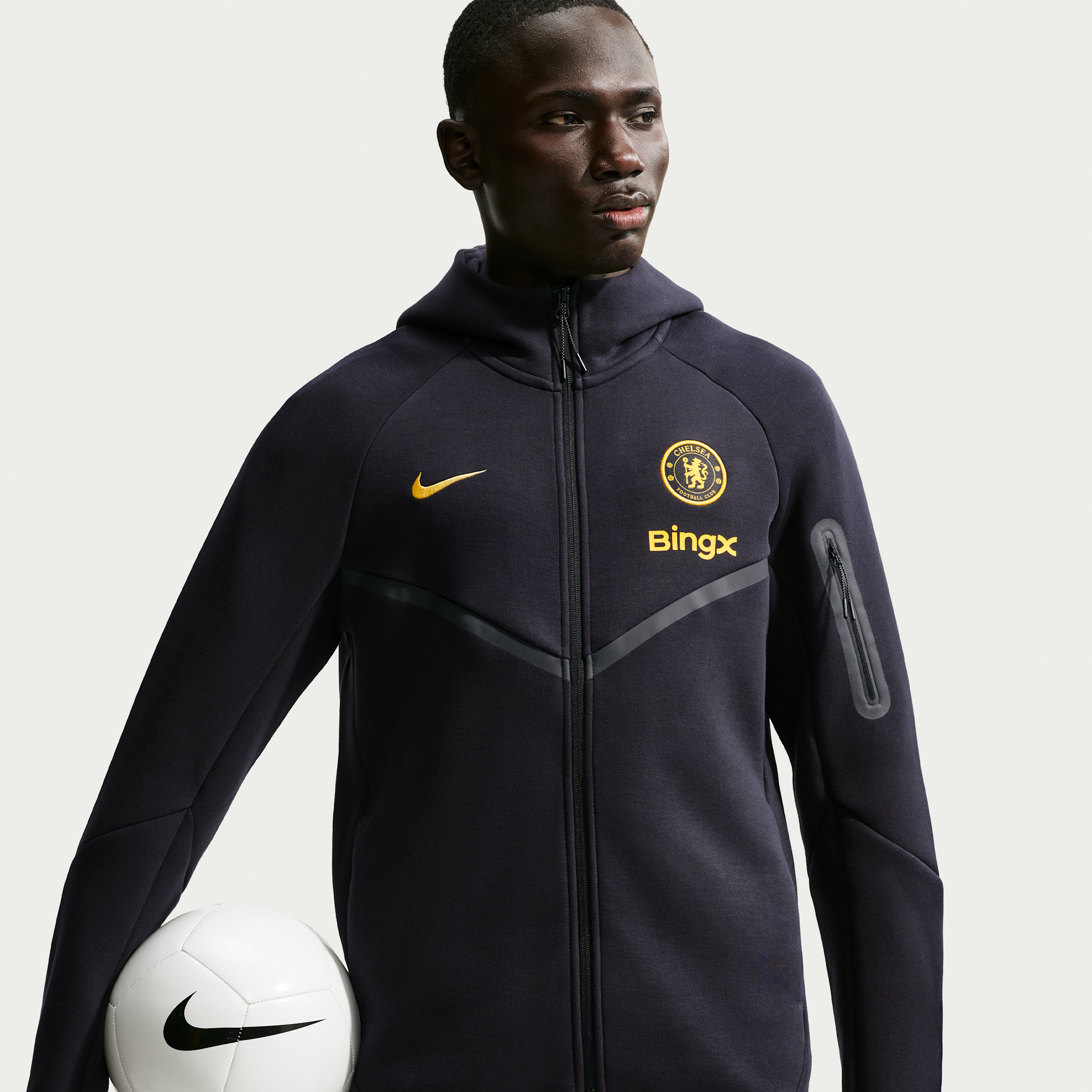 Chelsea FC Tech Fleece Windrunner Nike Men's Soccer Full-Zip Hoodie in Blue | II6417-426