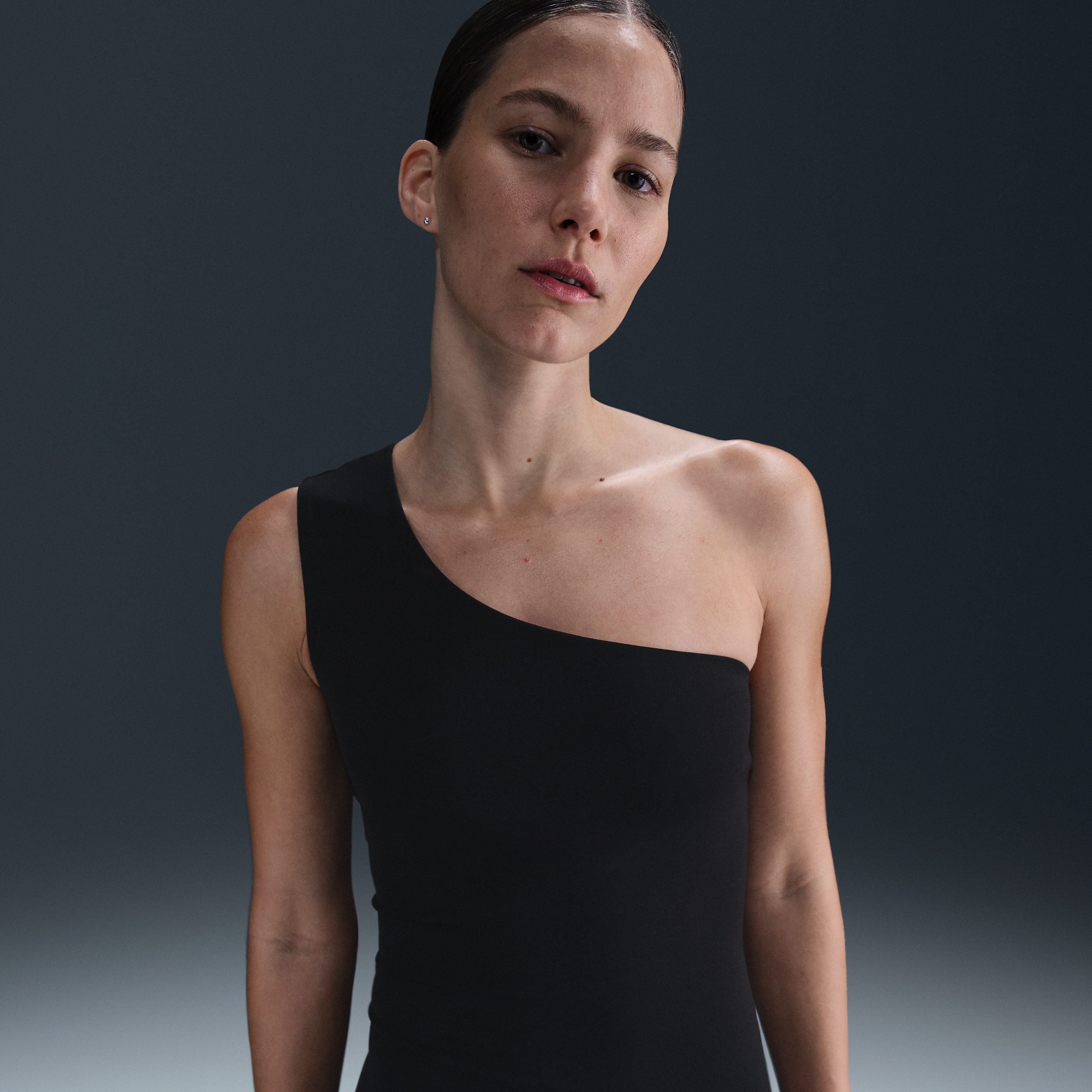 Nike One-shoulder Dri-fit Tank In Black