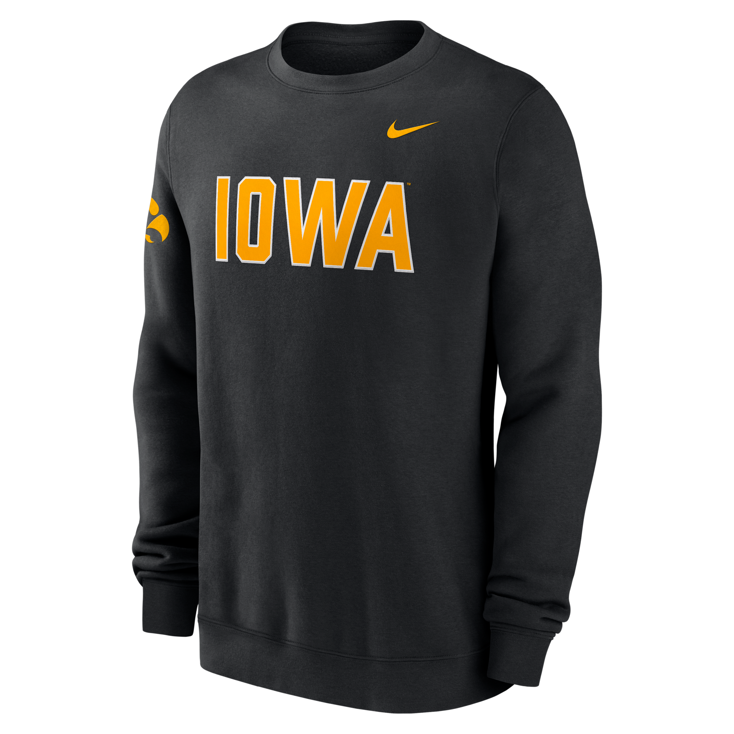 Nike Men's Iowa Hawkeyes Sideline Club Midweight Fleece Regular-Fit Long-Sleeve Sweatshirt - Black