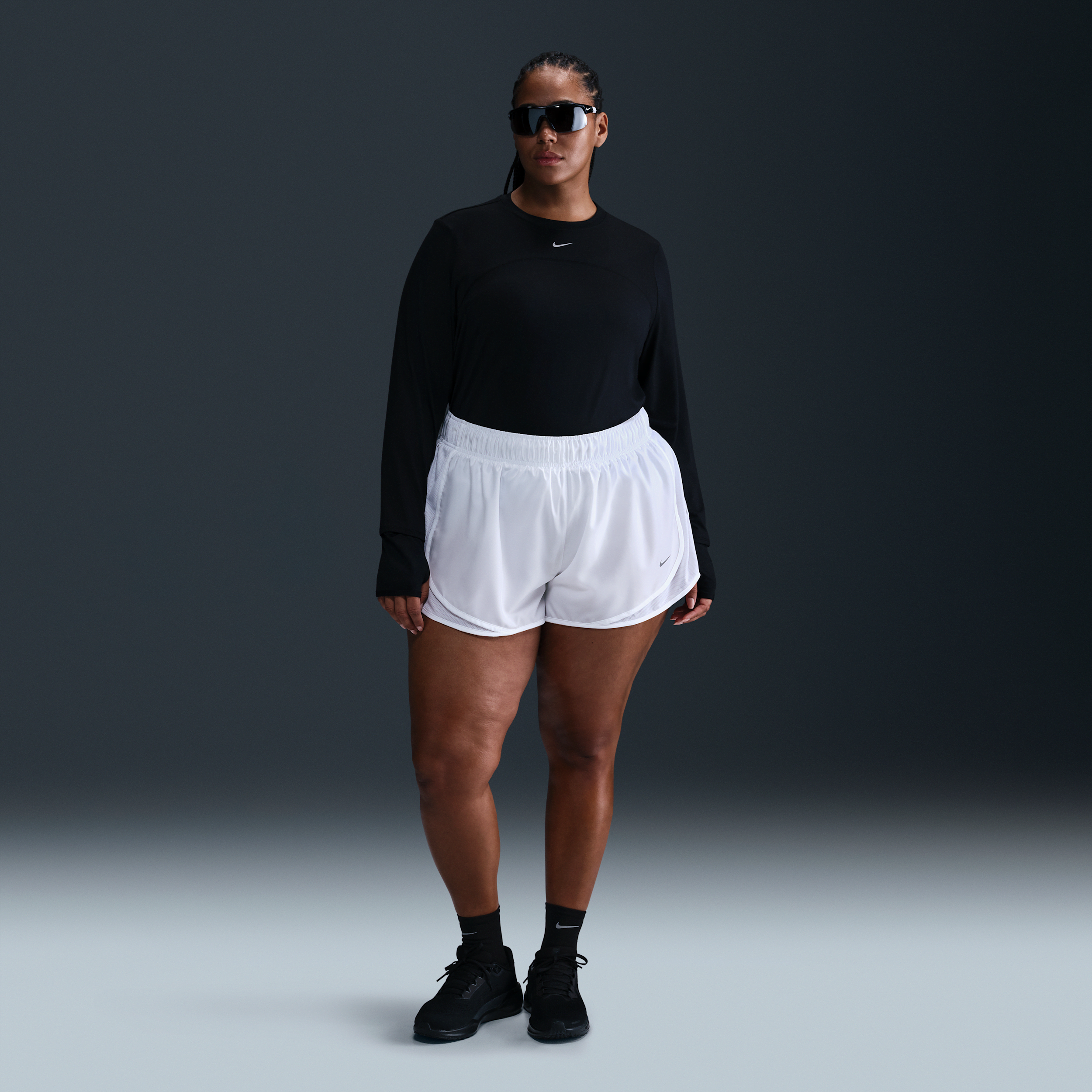Nike Women's Tempo Dri-fit Mid-rise 3" Brief-lined Running Shorts (plus Size) In White