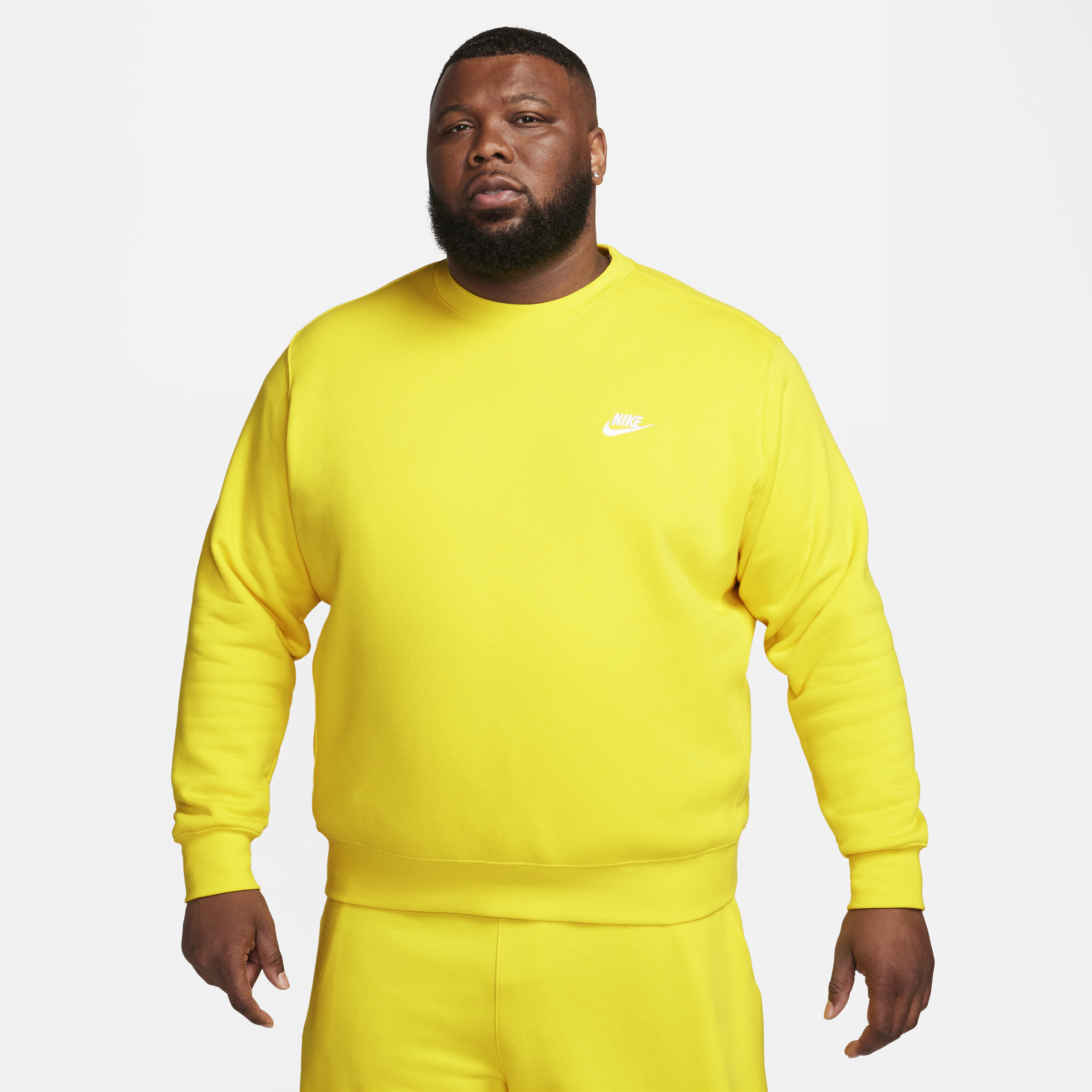 Shop Nike Men's  Sportswear Club Fleece Crew In Yellow