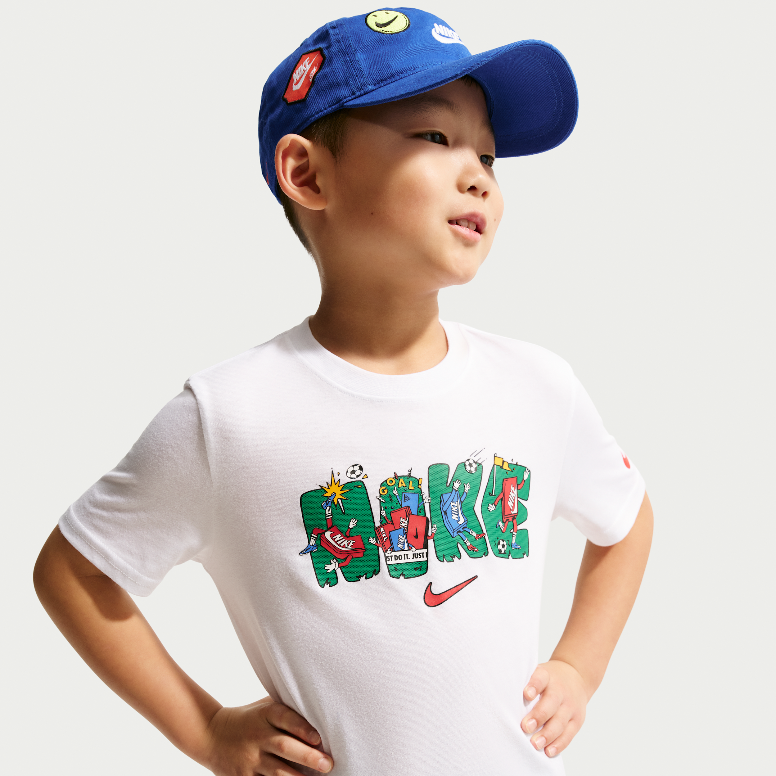 Nike Little Boys Crew Neck Short Sleeve Regular Fit Graphic T-Shirt, 4, White