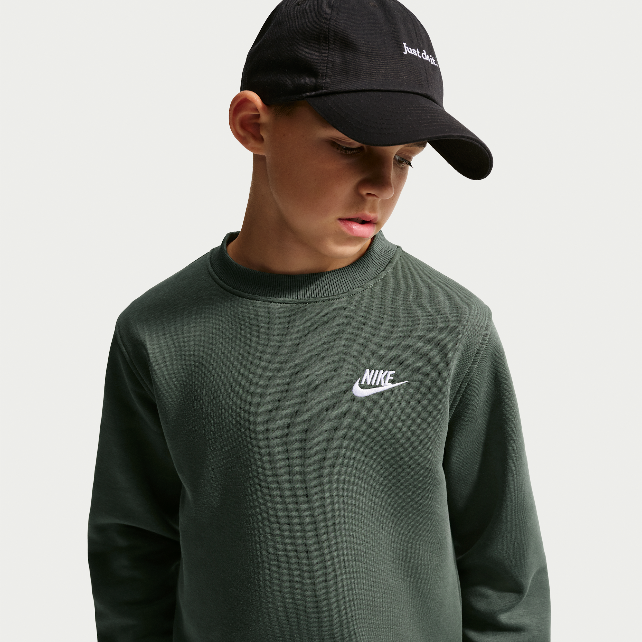 Nike Sportswear Club Fleece Big Kids' Sweatshirt in Green | FD3006-305
