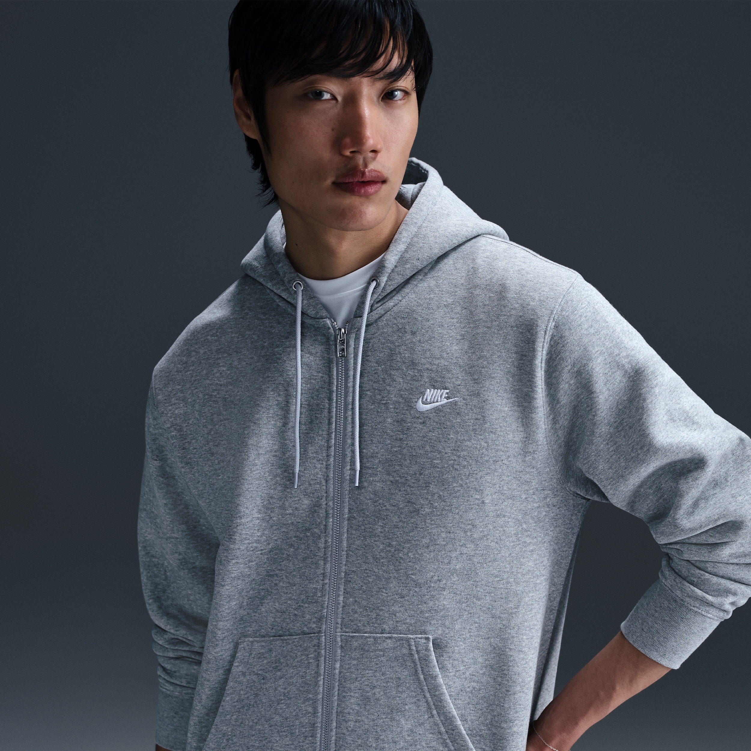 Nike Mens Long Sleeve Fleece Zipper Active Big and Tall Hoodie, Medium Tall, Gray
