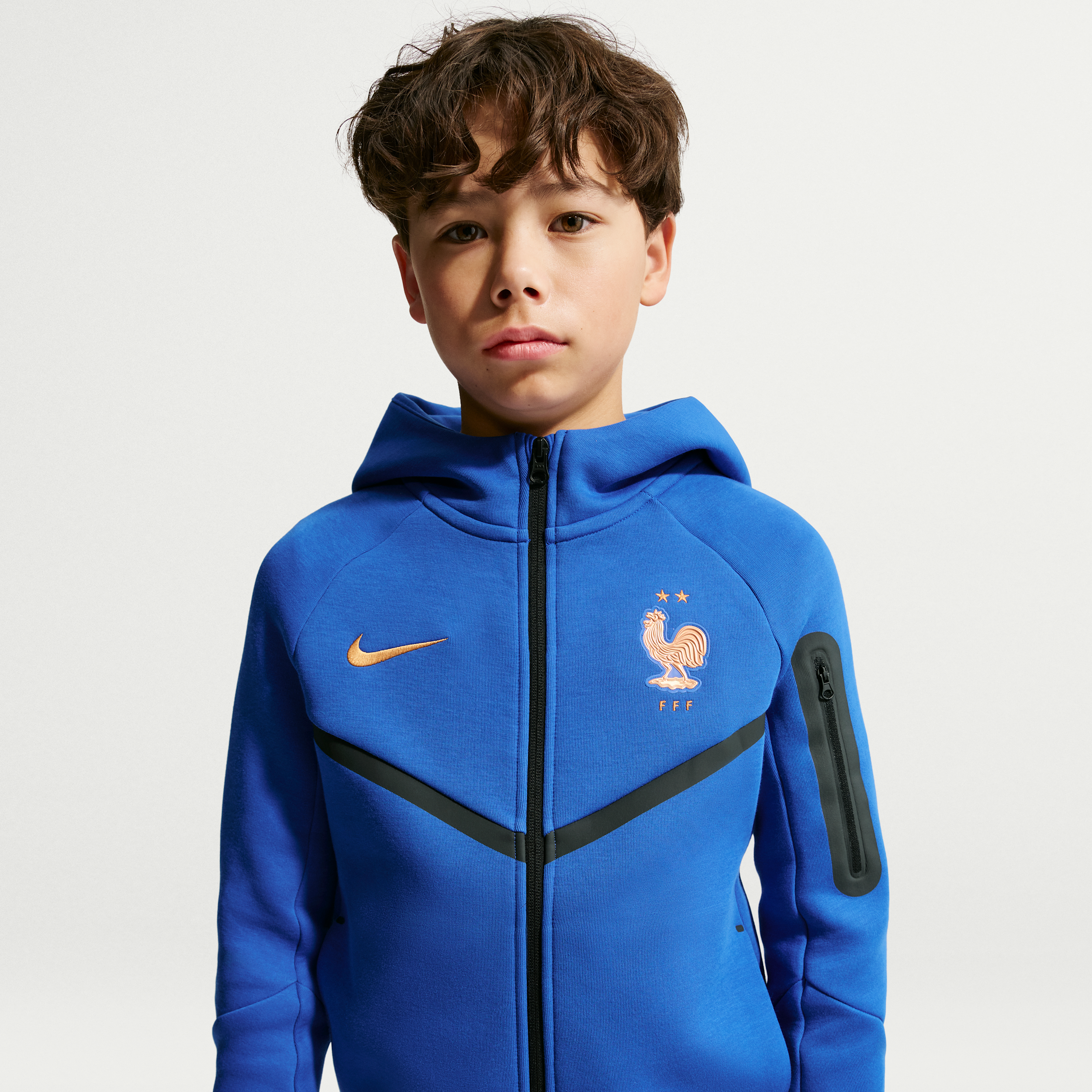 FFF Tech Fleece Big Kids' (Boys') Nike Soccer Full-Zip Hoodie in Blue | IB7865-480