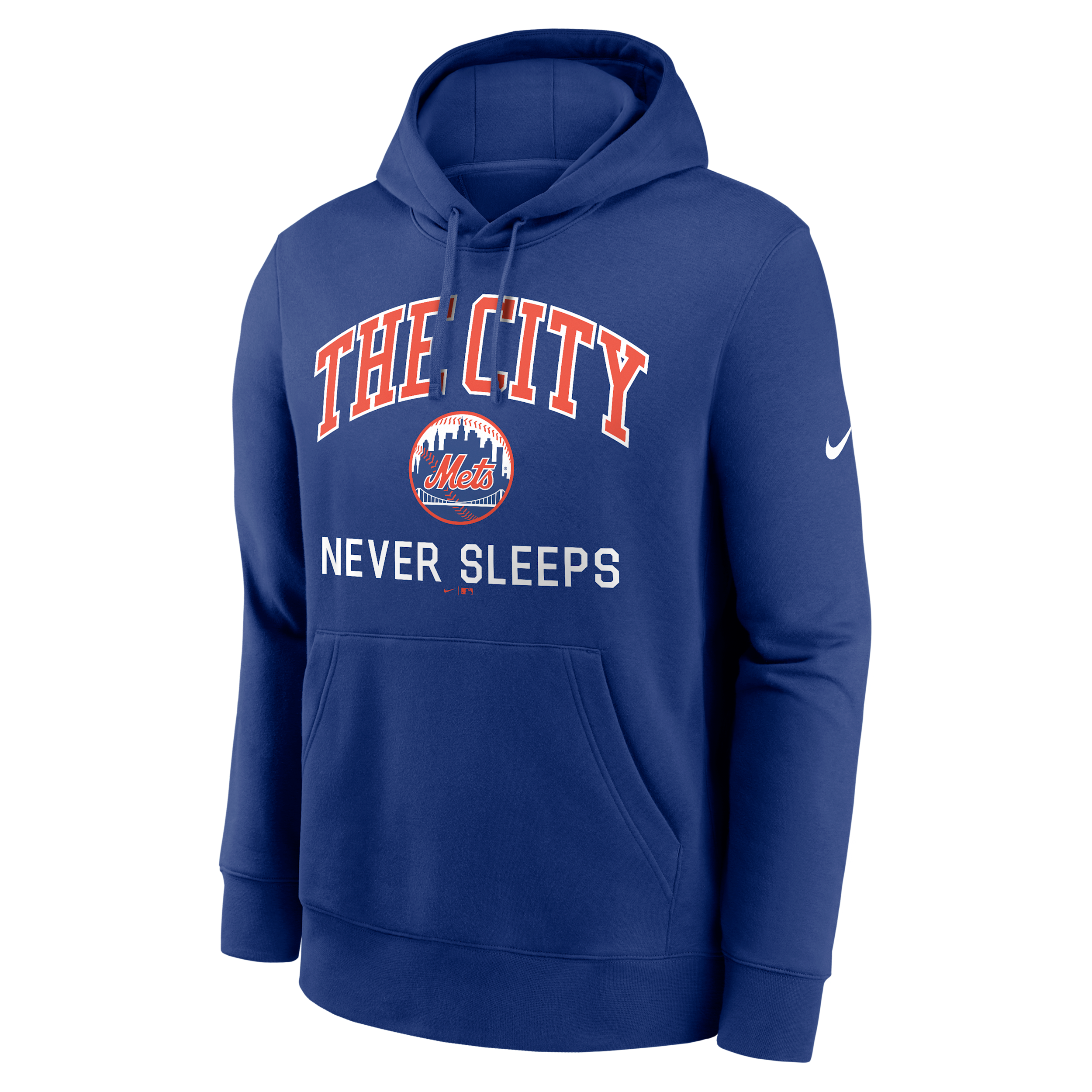 New York Mets The City Never Sleeps Club Nike Men's MLB Pullover Hoodie in Blue | NKDK4EWNME-C1Y