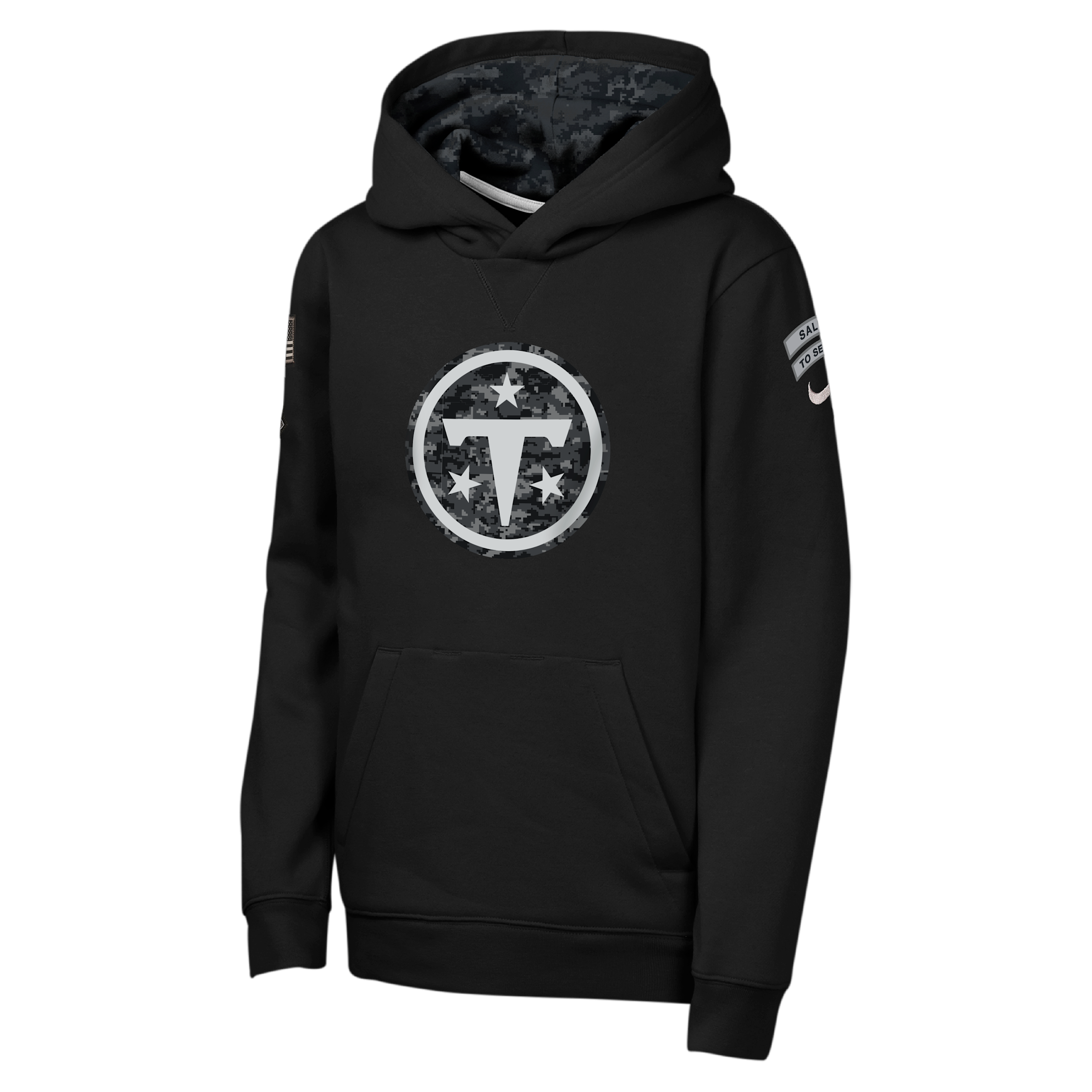 Tennessee Titans Salute to Service Sideline Club Big Kids' Nike NFL Pullover Hoodie in Black | Z1B7NFQ8TTN-NAW