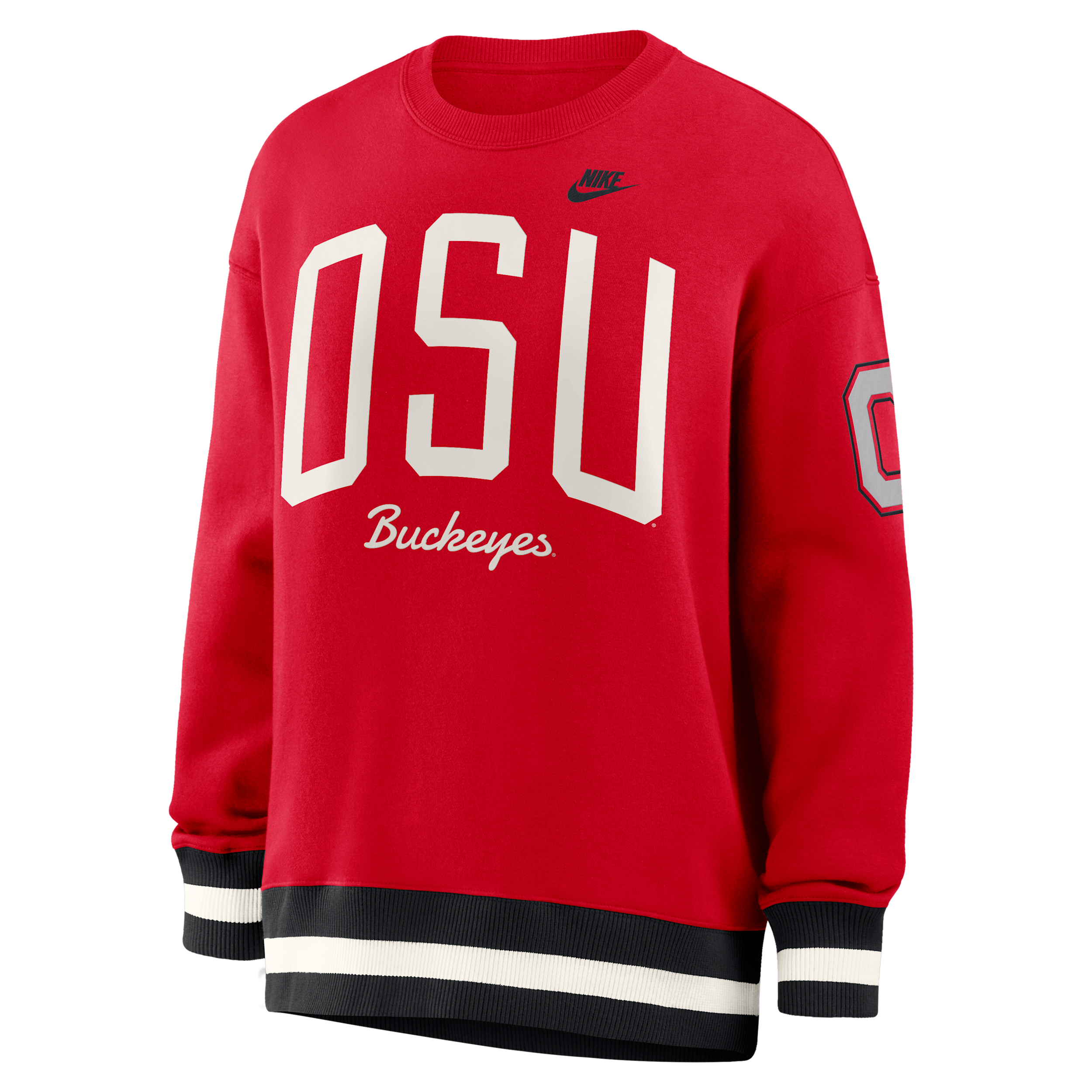 Nike Women's Scarlet Ohio State Buckeyes Oversized Legacy Arch Phoenix Sweatshirt - Scarlet, Black