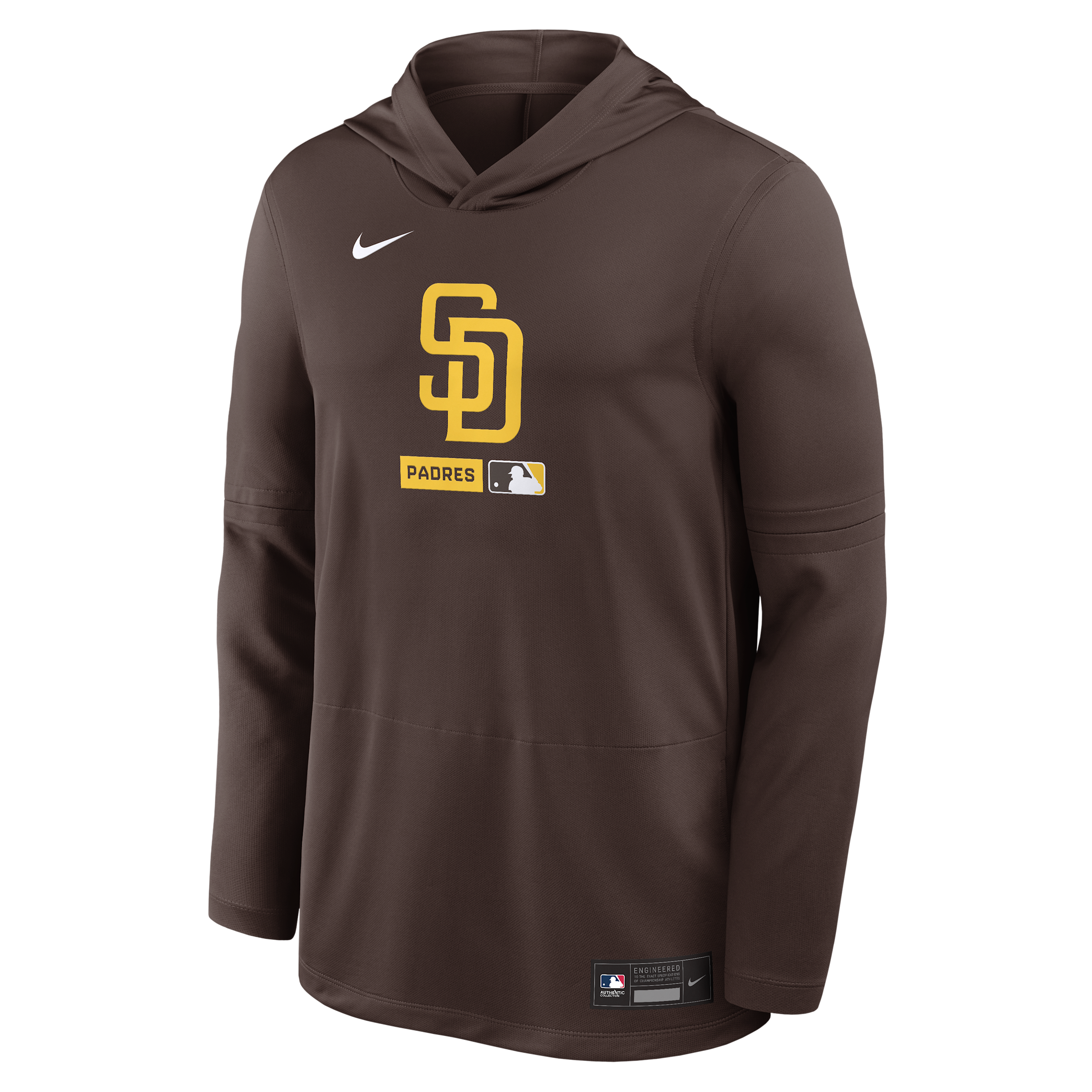 San Diego Padres Authentic Collection Nike Men's Dri-FIT MLB Long-Sleeve Hooded Top in Brown | 03B920QPYP-S9Q