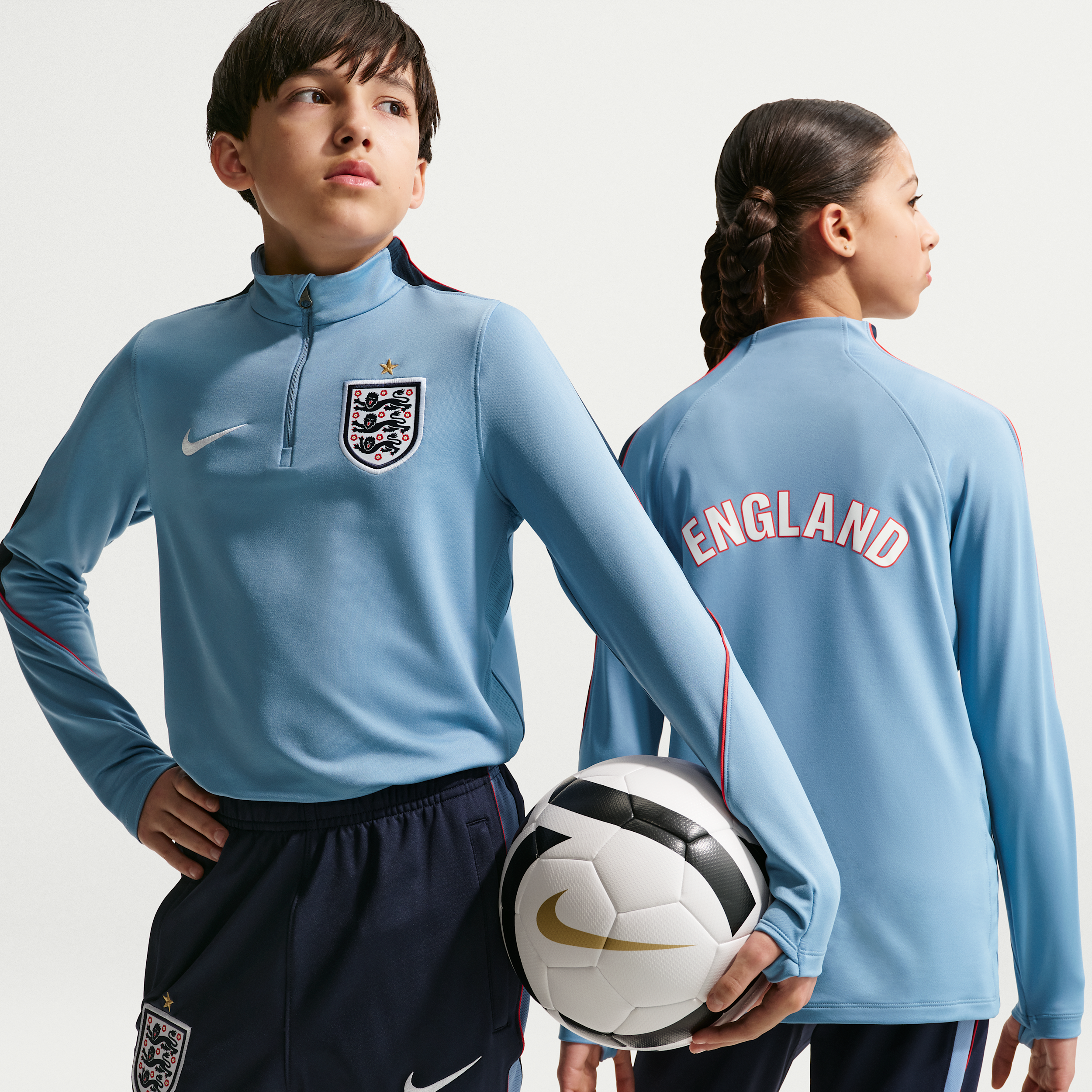 Nike Big Boys and Girls Blue England National Team 2026 Strike Dri-fit Long Sleeve Quarter-Zip Drill Top - Blue