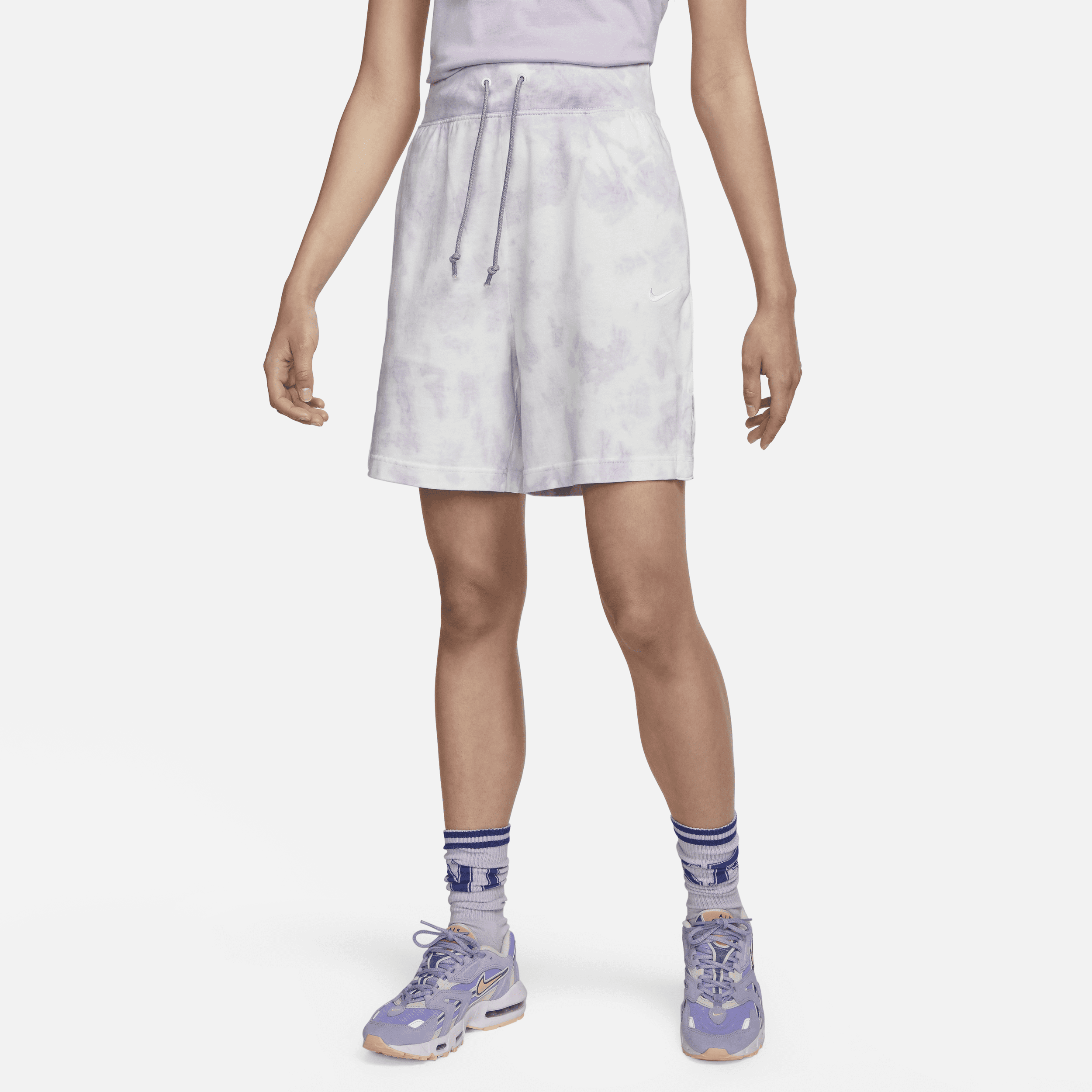 Nike Women's  Sportswear High-waisted Jersey Cloud-dye Shorts In Purple