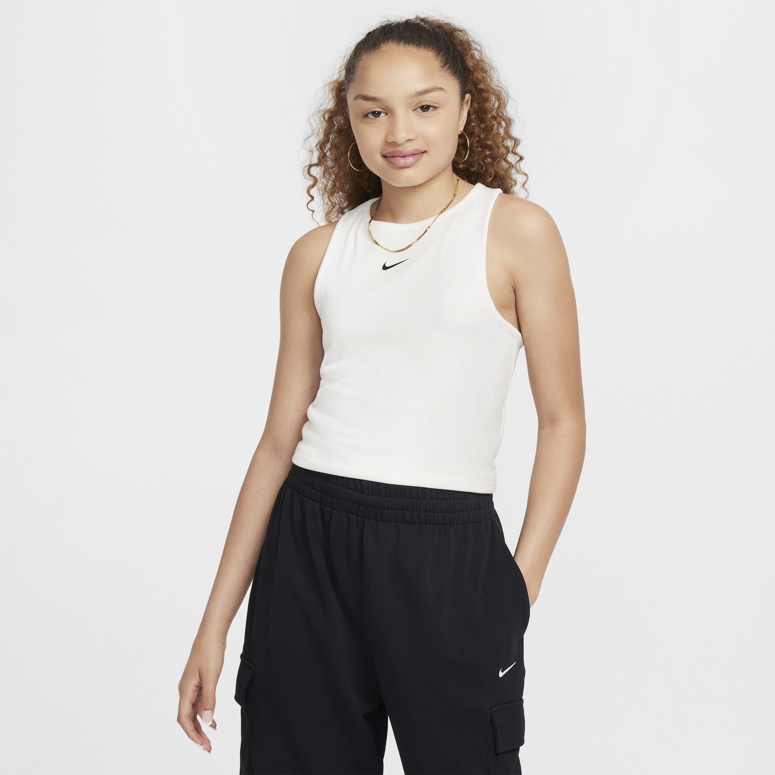 Nike Women's Sportswear Girls' Ribbed Tank Top In White