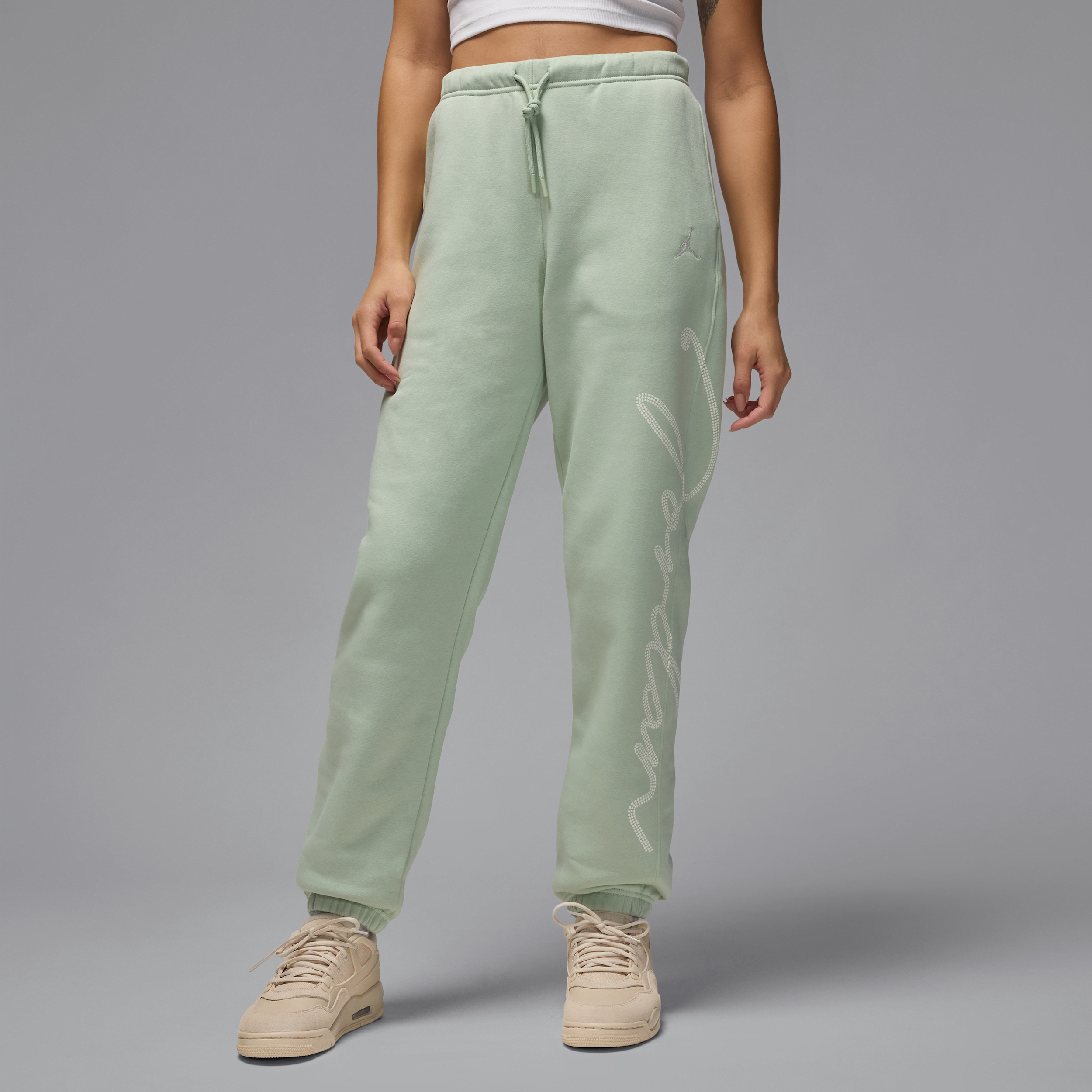 Jordan Brooklyn Fleece Rhinestone Logo Sweatpants In Green