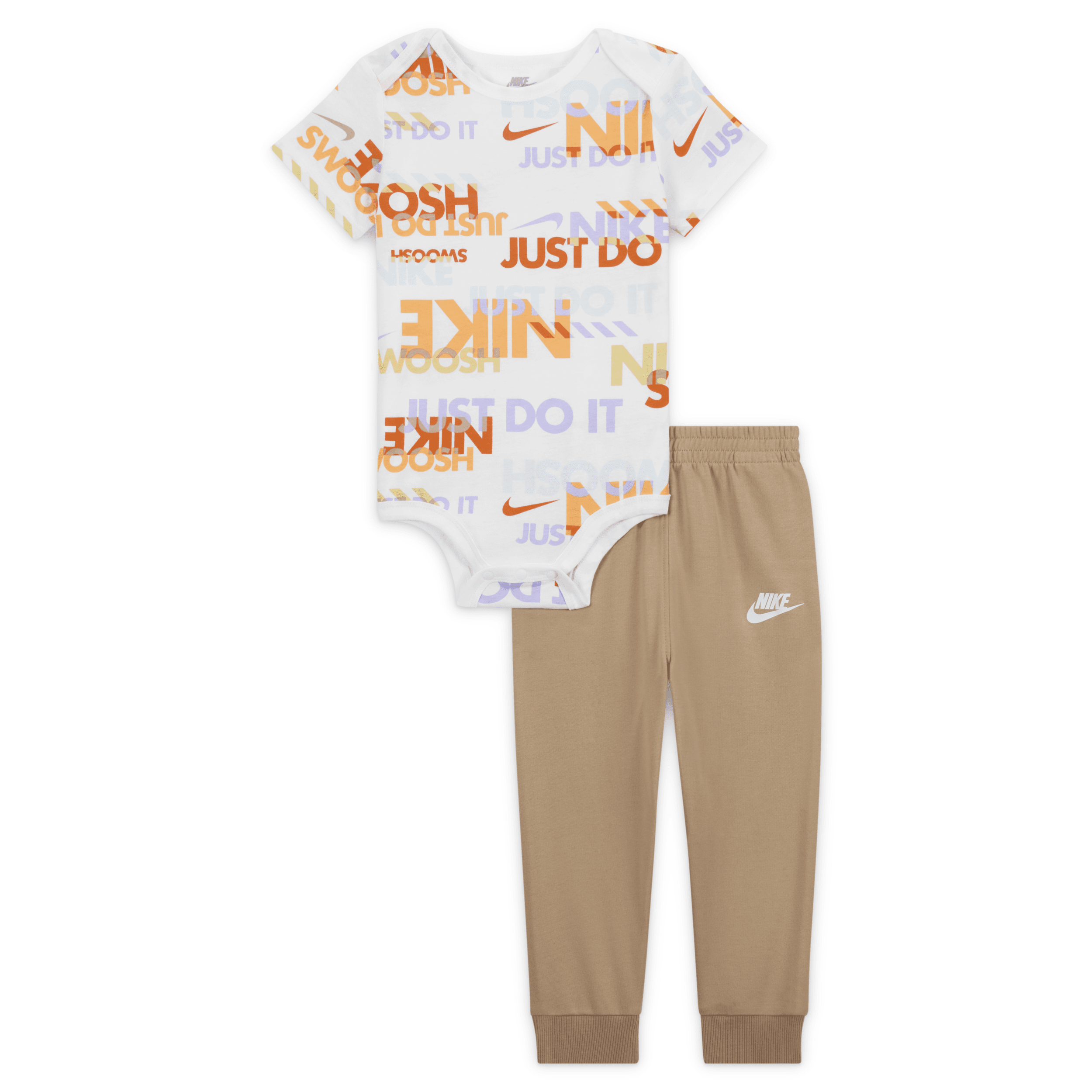 Nike Sportswear Playful Exploration Baby (12-24m) Printed Bodysuit And Pants Set In Brown