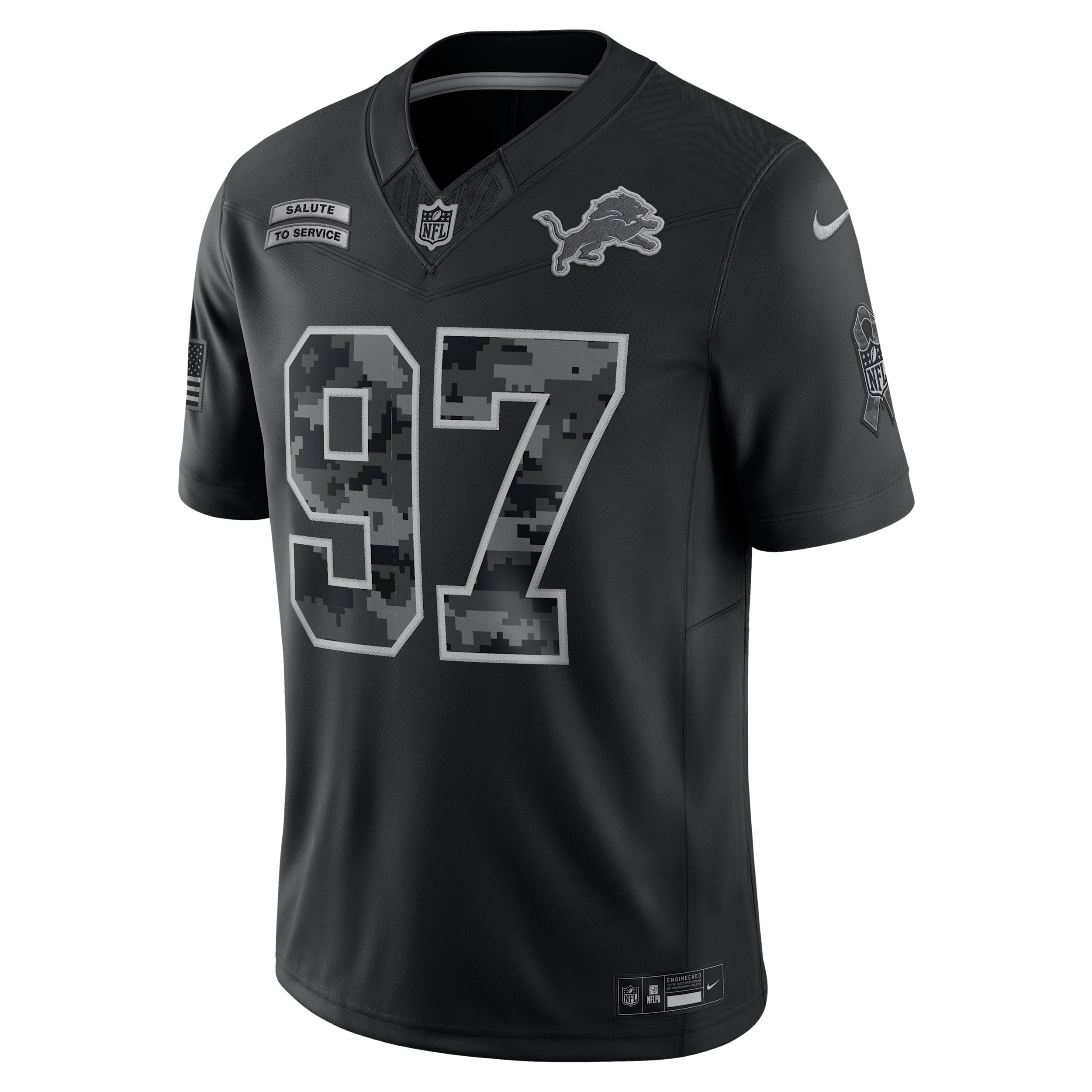 Aidan Hutchinson Detroit Lions Salute to Service Nike Men's Dri-FIT NFL Limited Jersey in Black | SSLM00AF3B-WCT