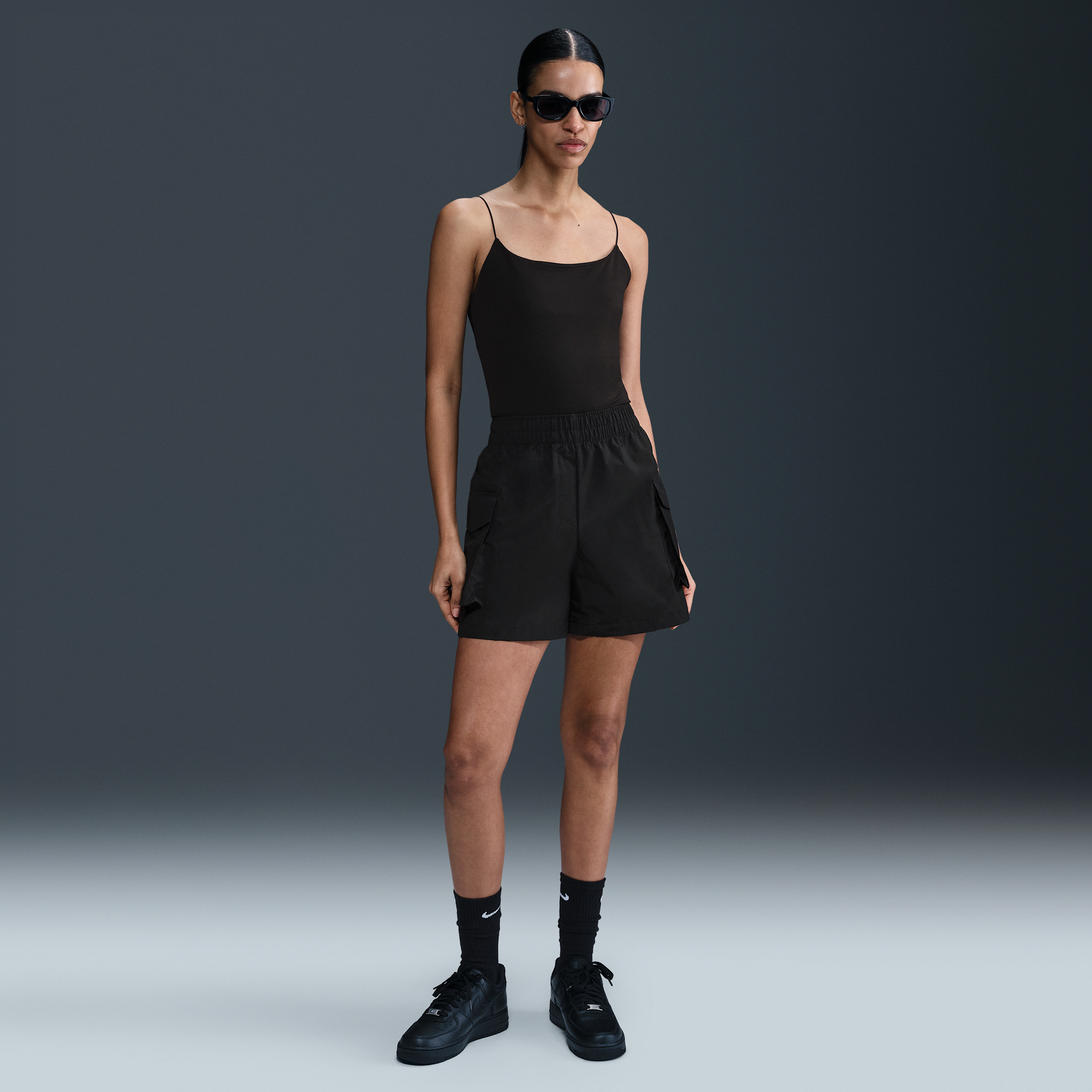 Nike Women's  Sportswear Essential Woven High-waisted 5" Cargo Shorts In Black