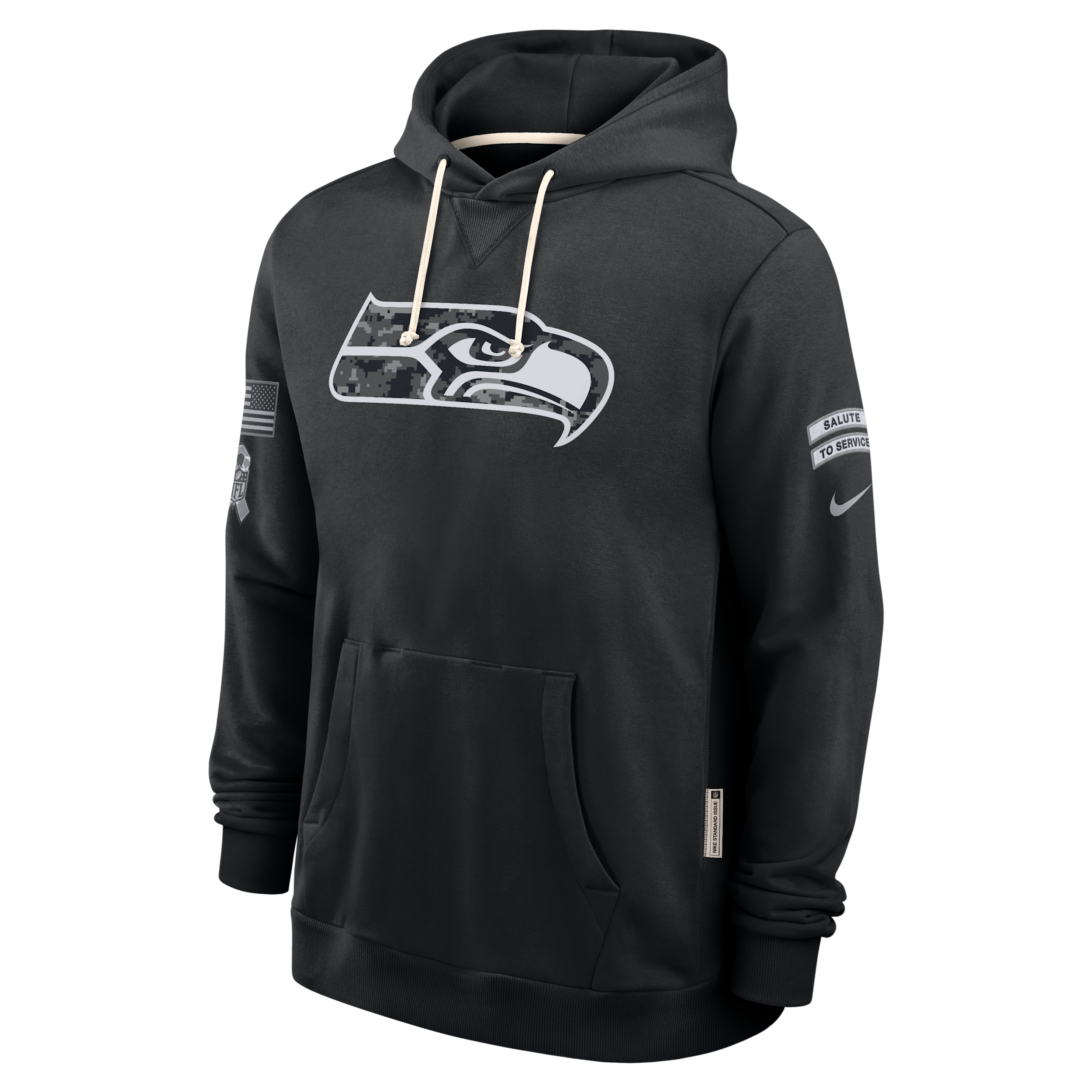 Seattle Seahawks Salute to Service Sideline Nike Men's Dri-FIT NFL Pullover Hoodie in Black | 03AZ00AA2U-CYB