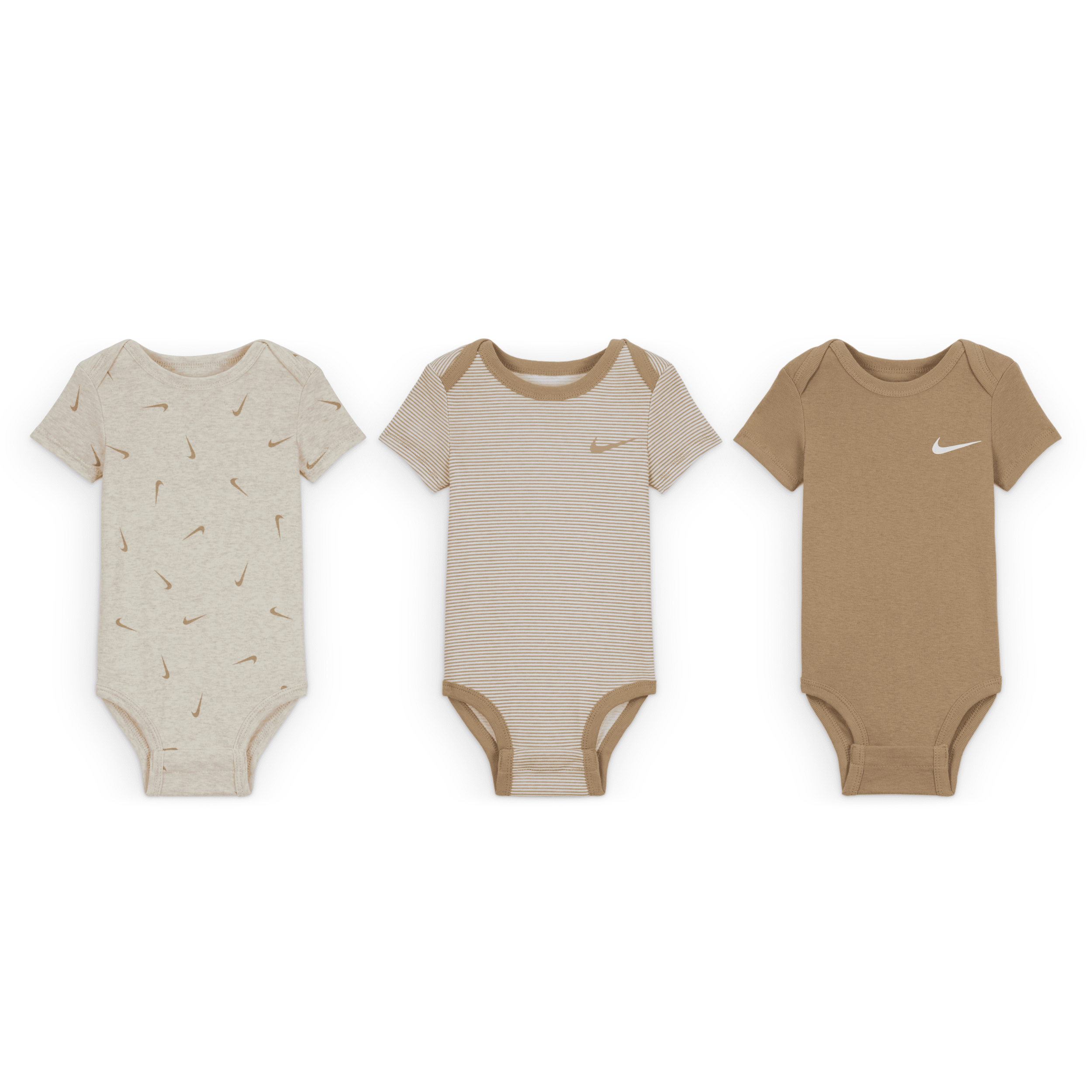 Nike E1d1 Baby (0-) Mix And Match Bodysuits (3-pack) In Brown
