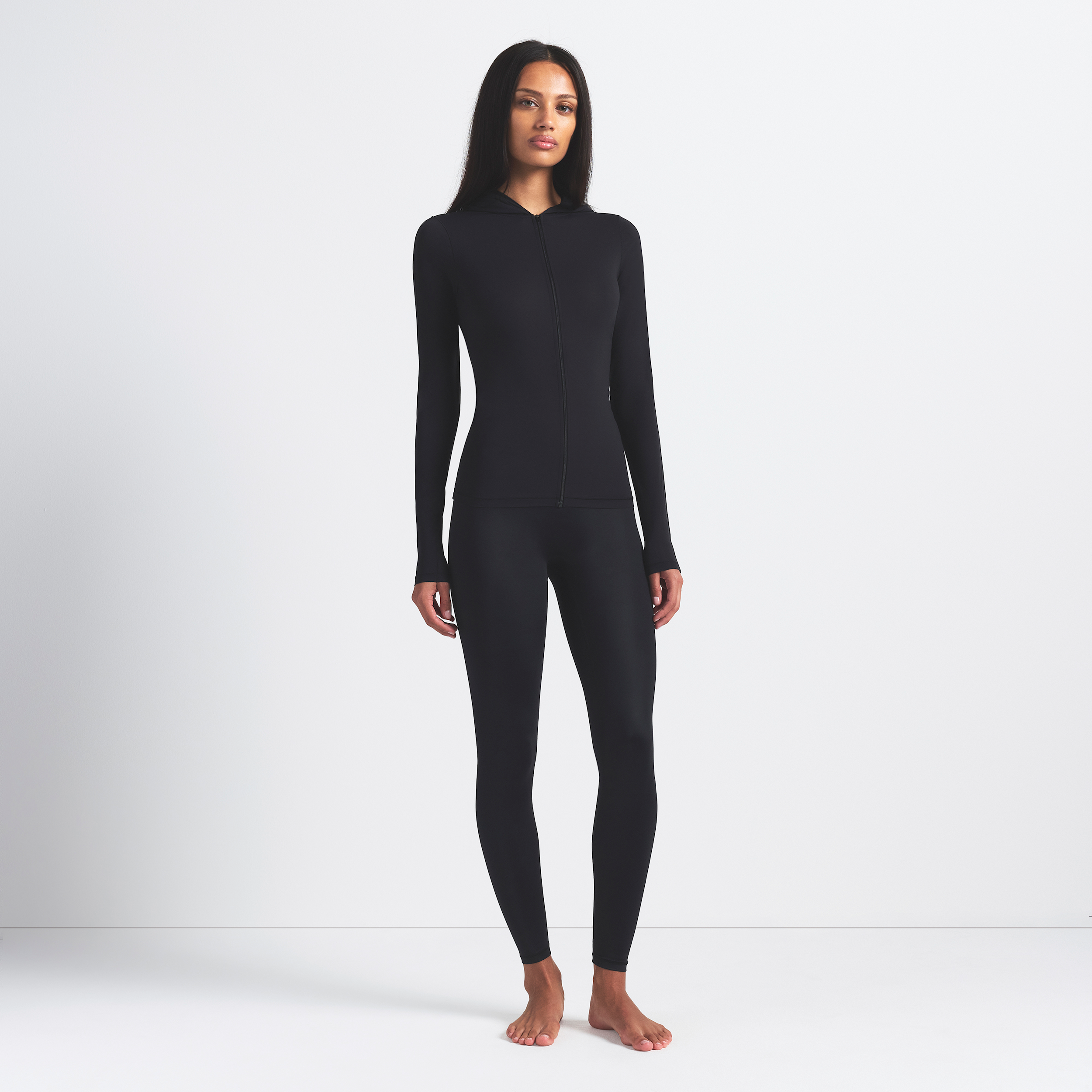 Nike Women's SKIMS Satin Shine High-Waisted Bonded 26" Leggings in Black | IR5078-054