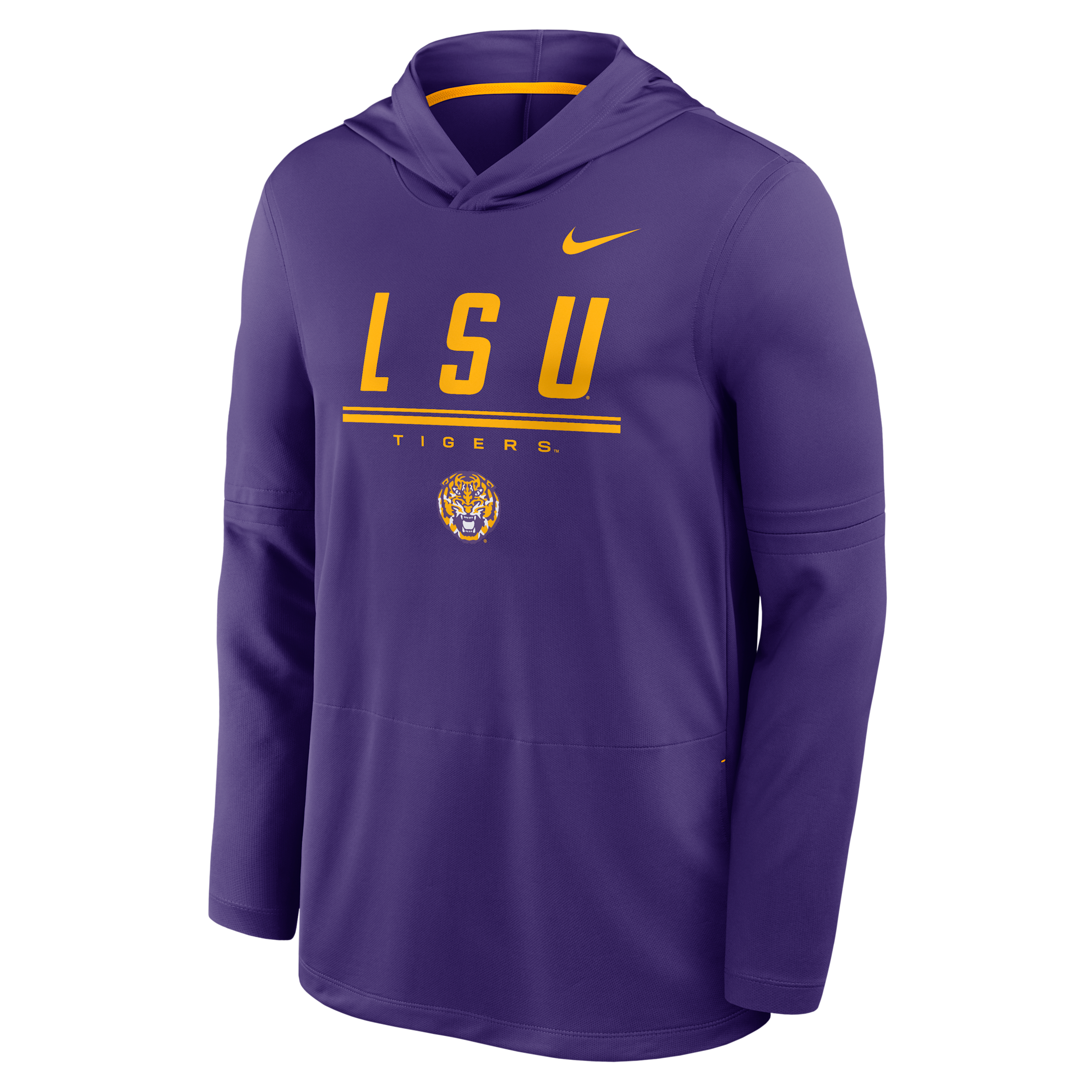 Nike Men's Purple Lsu Tigers 2026 Sideline Lightweight Long Sleeve Hooded Dri-fit T-Shirt - Purple, Gold
