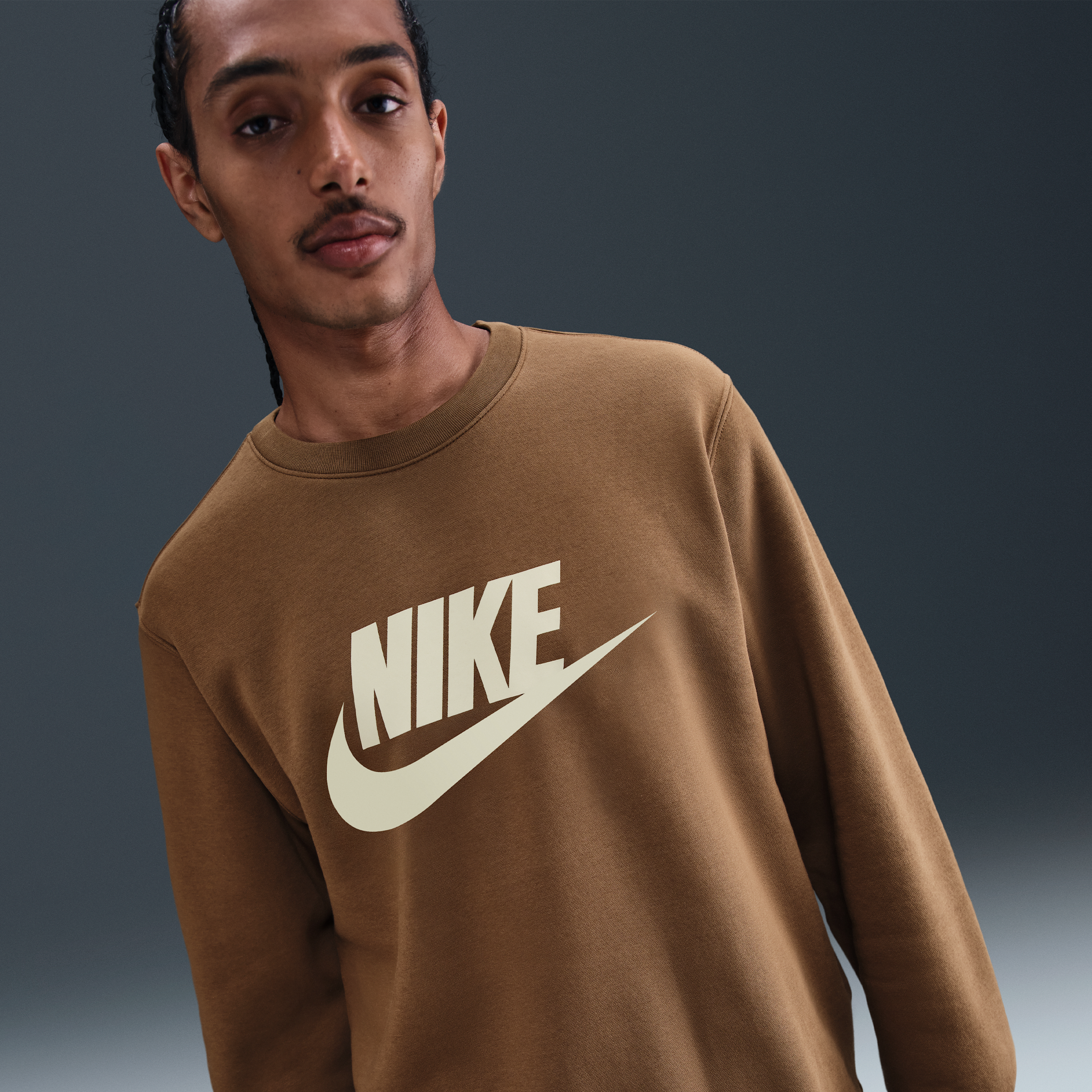 Nike Men's  Sportswear Club Graphic Fleece Crew In Black