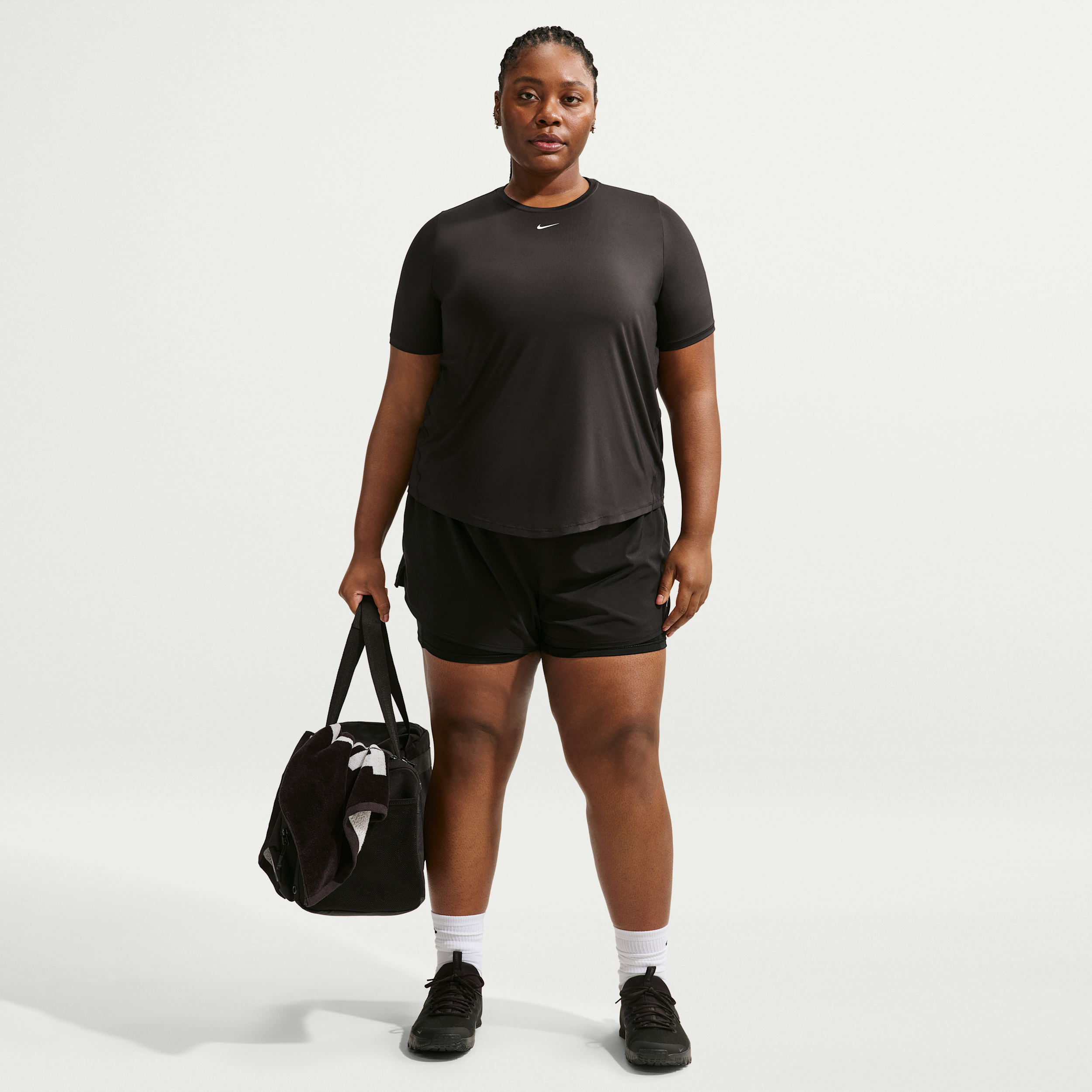 Nike Women's Dri-FIT One High-Waisted 3" 2-in-1 Shorts (Plus Size) in Black | FB3222-011