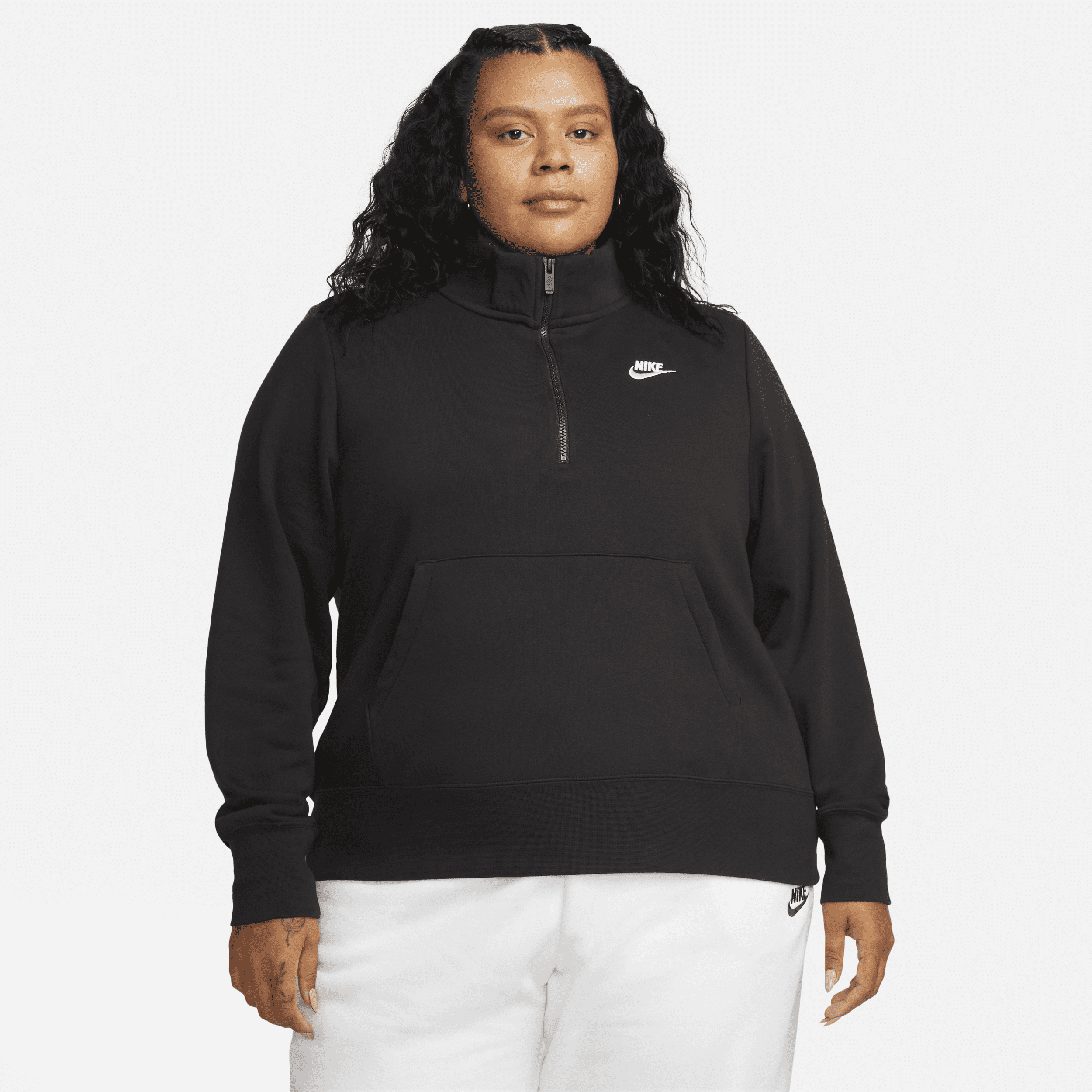 Nike Women's  Sportswear Club Fleece 1/2-zip Sweatshirt (plus Size) In Black