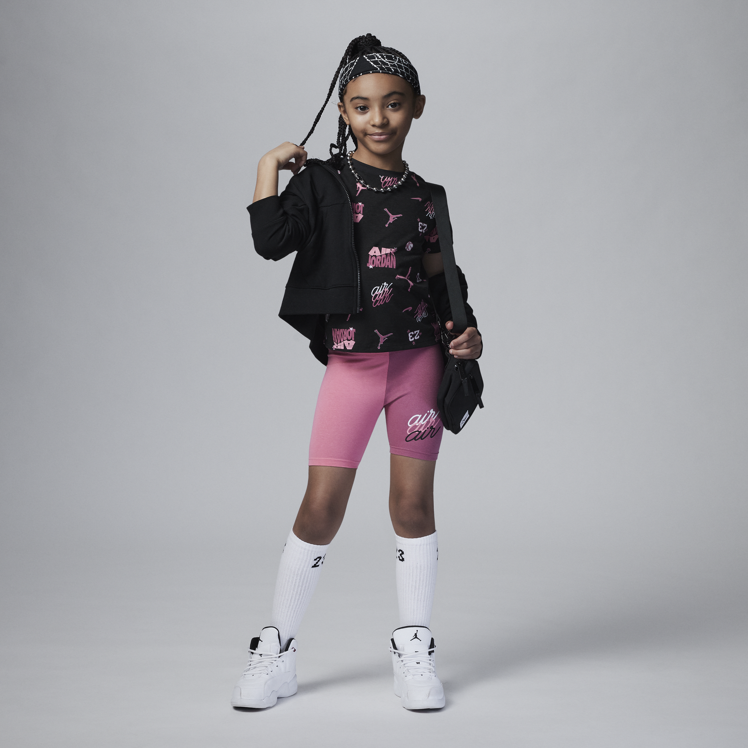Jordan Icon Play Printed Bike Shorts Set Little Kids' 2-piece Set In Pink