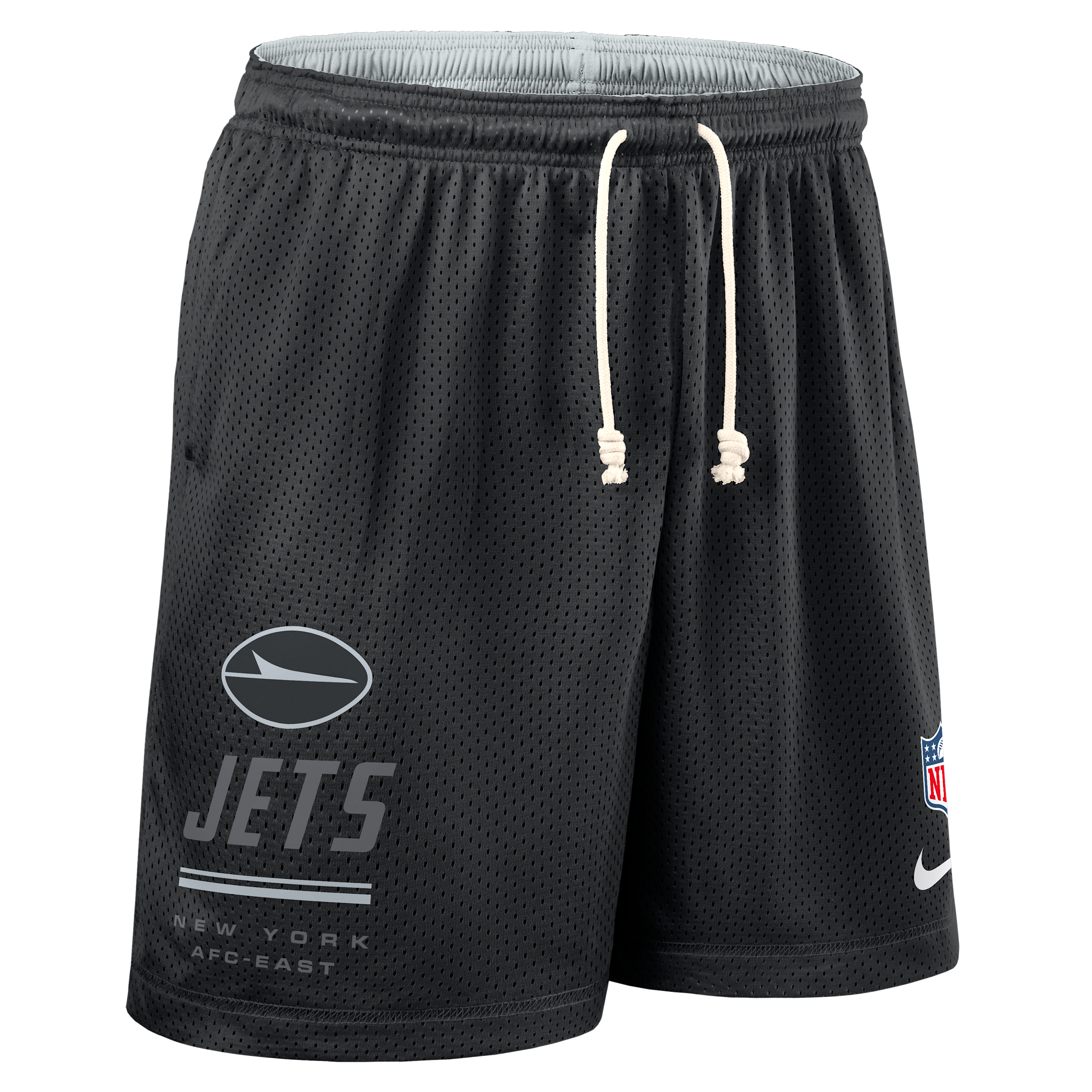 Nike Men's Black/Platinum New York Jets Sideline Standard Issue Dri-fit Reversible Shorts - Black, Platinum
