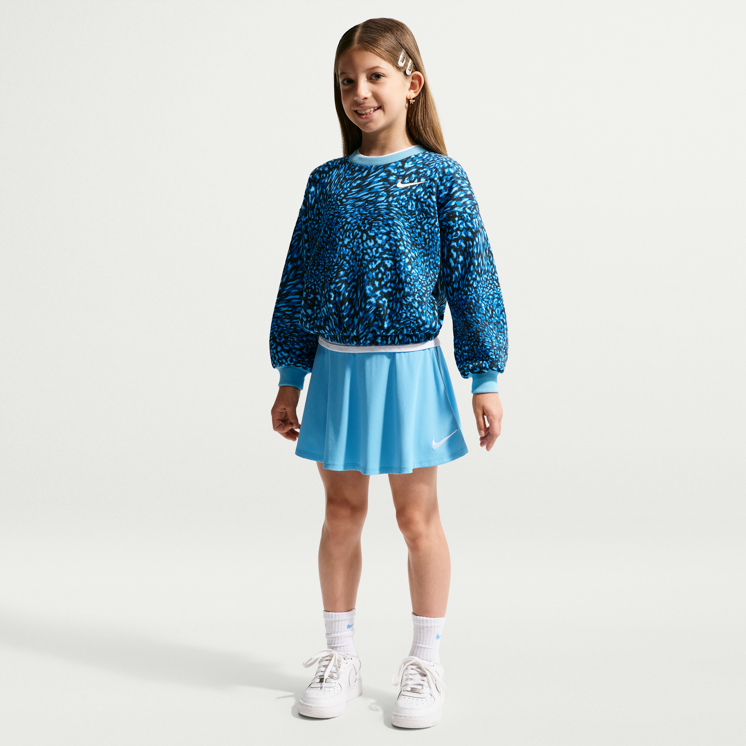 Nike Girls' 4-6X Allover Printed Top and Skirt, 2-Piece Set - Football Blue