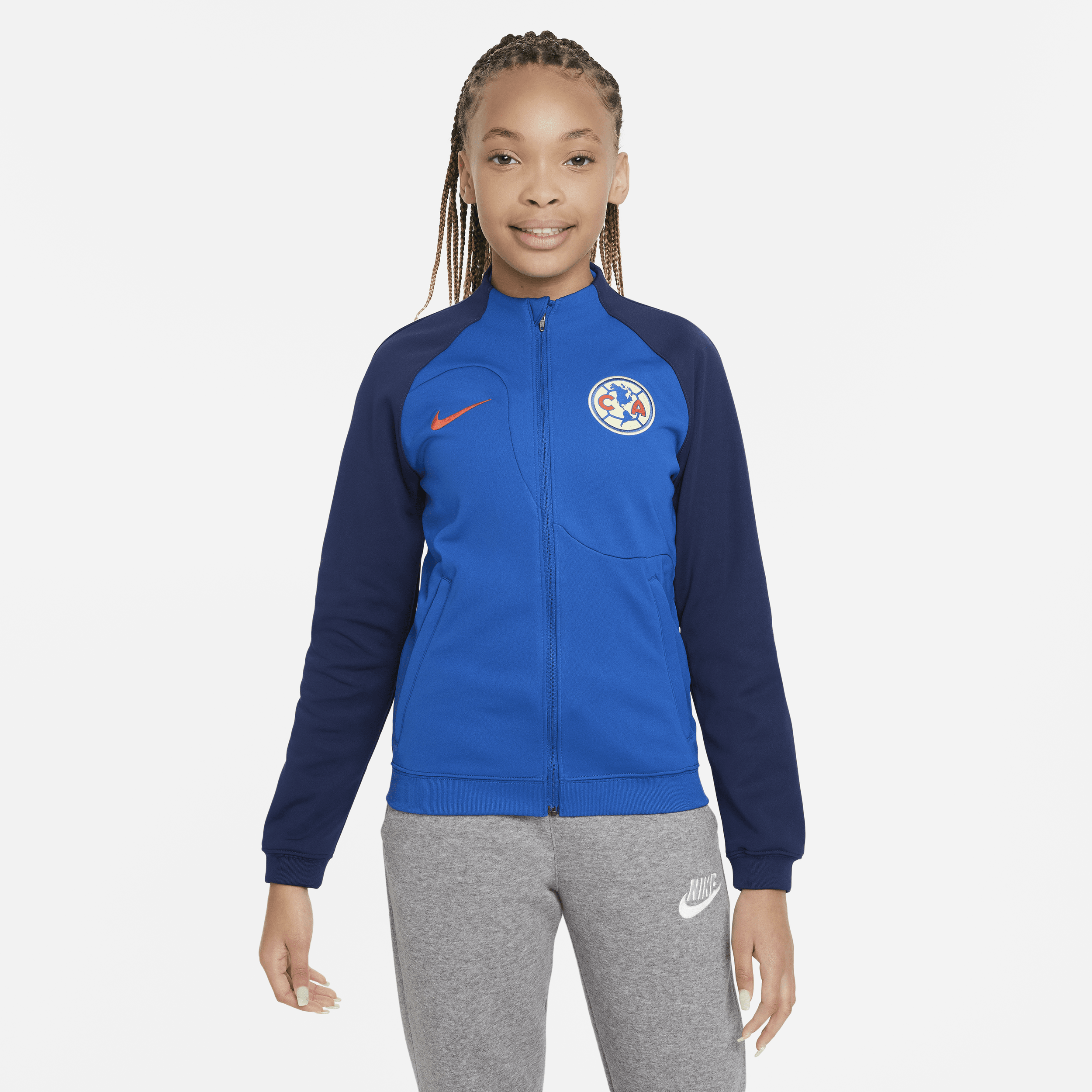 Nike Club América Academy Pro Big Kids' Knit Soccer Jacket In Blue