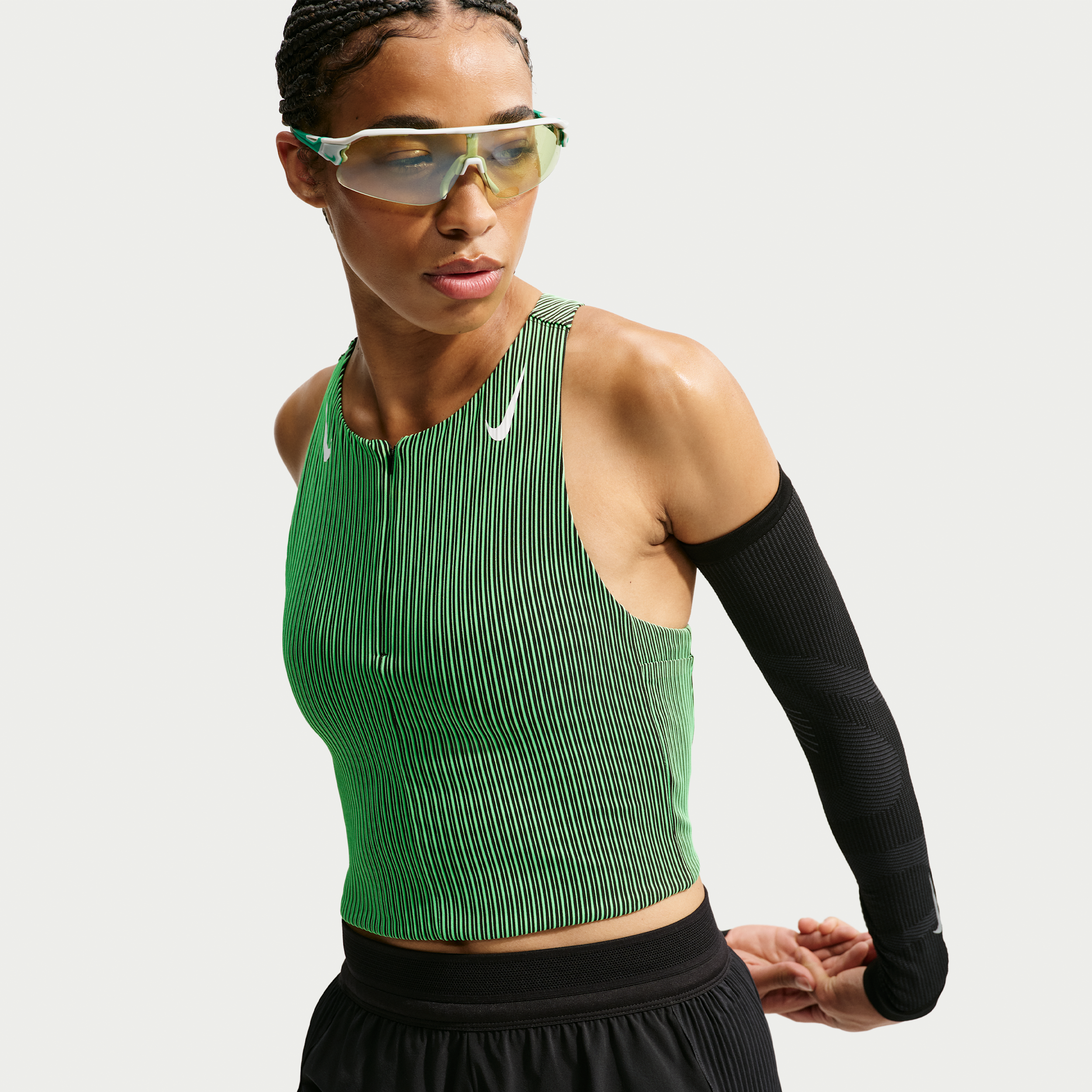 Nike Women's AeroSwift Dri-FIT ADV Cropped Running Tank Top with Pockets in Green | IM7561-336