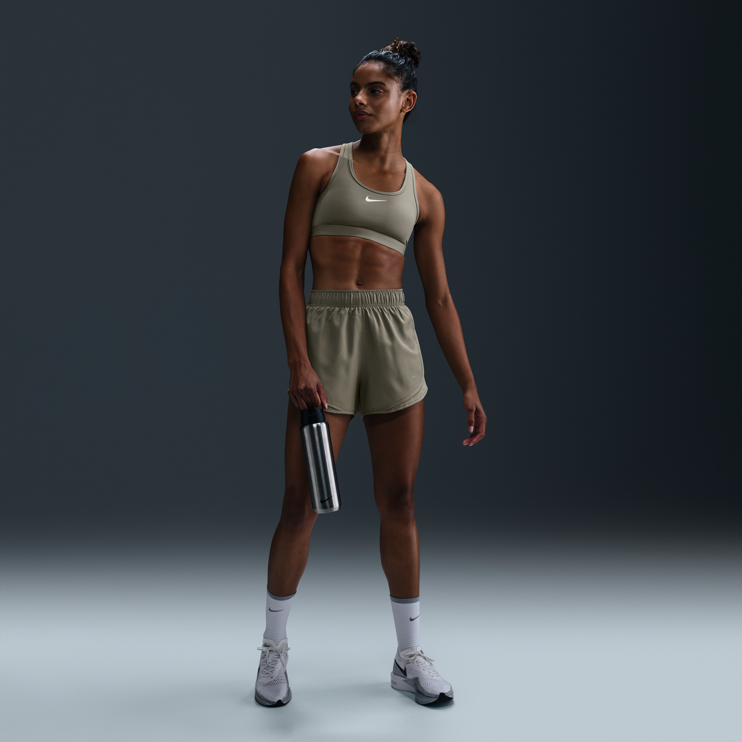 Nike Women's Tempo Dri-fit Mid-rise Brief-lined Running Shorts In Green