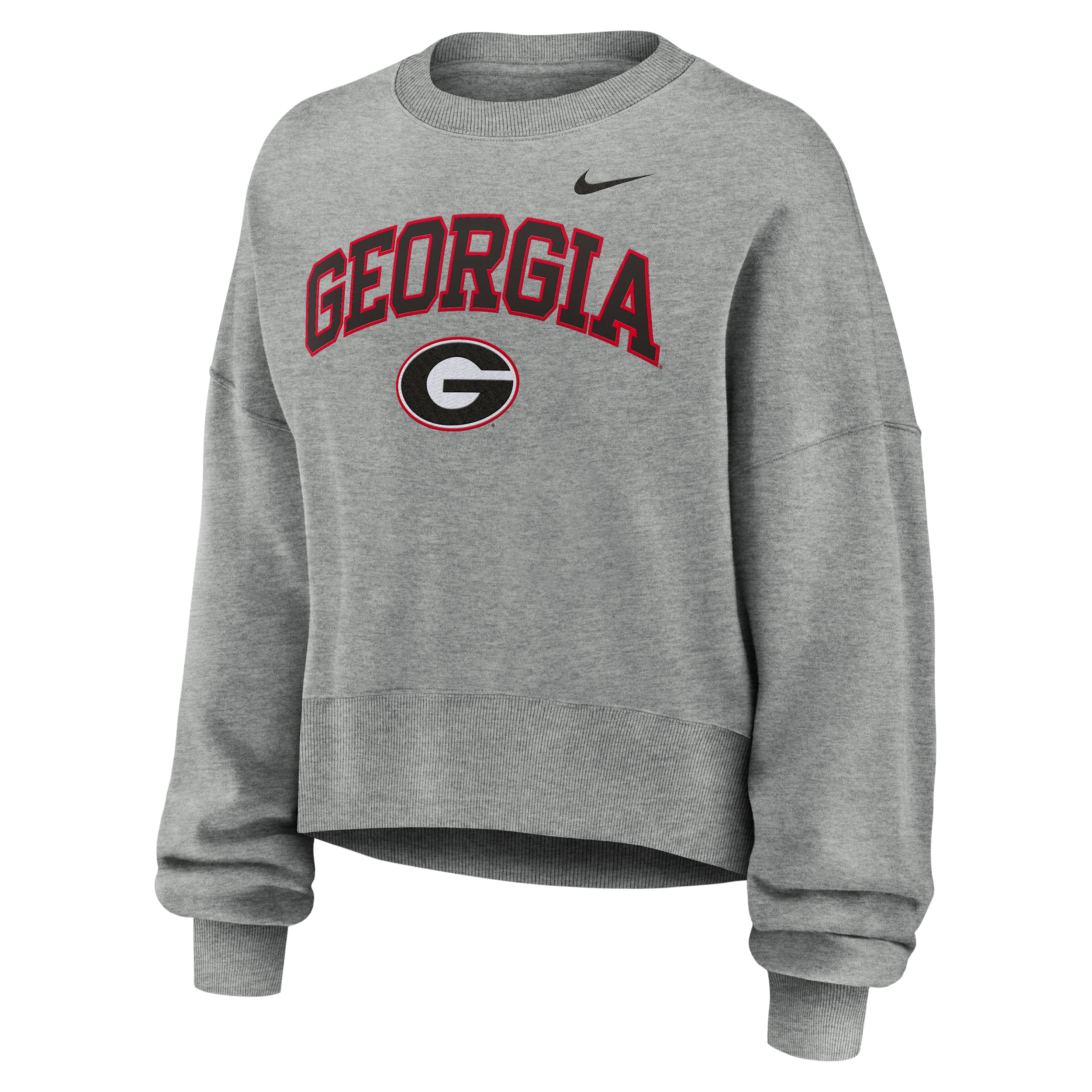 Nike Women's Heather Gray Georgia Bulldogs Oversized Phoenix Arch Pullover Sweatshirt - Heather Gray