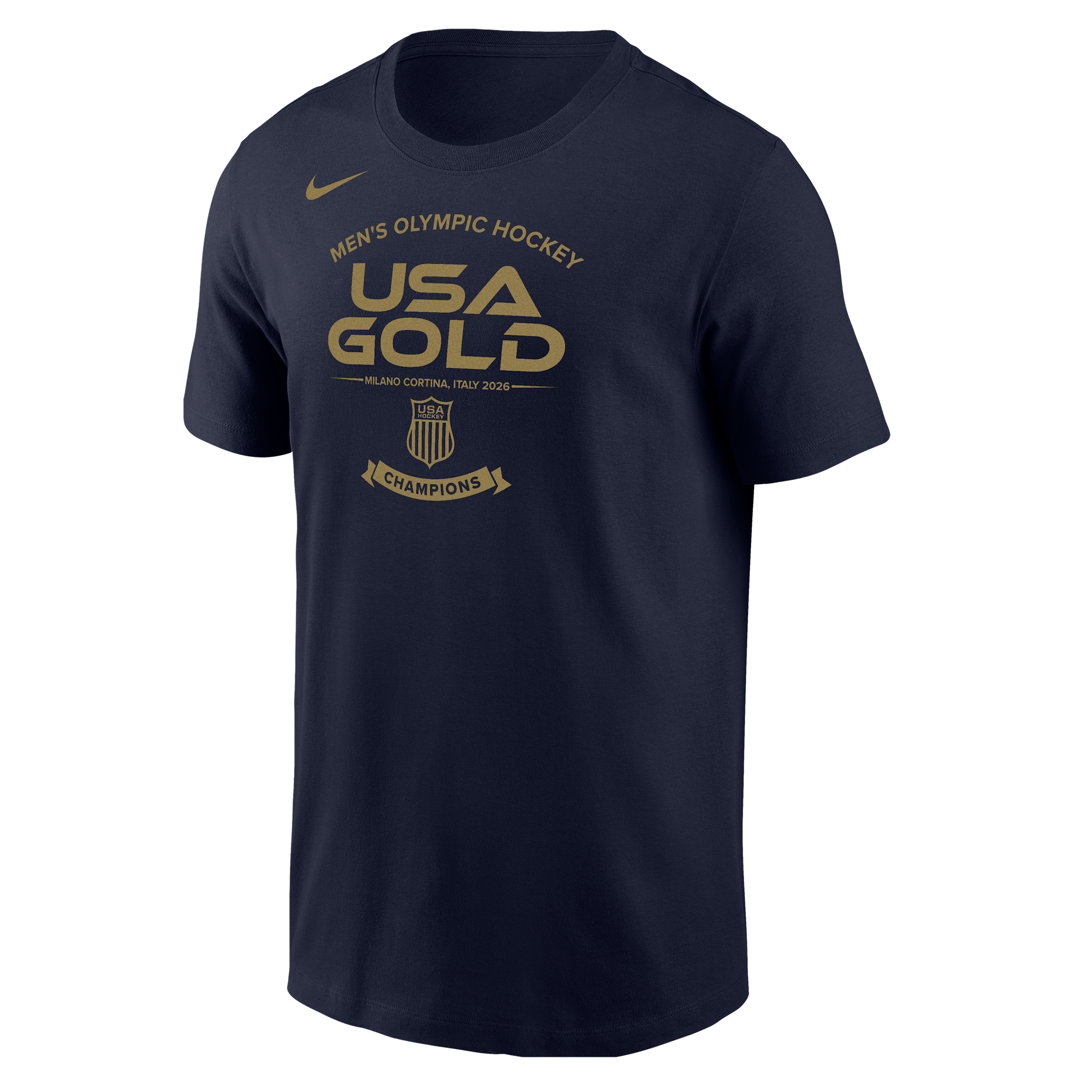 Nike Men's USA Olympic Team 2026 "Gold Medal" Roster Cotton T-Shirt in Blue | M11332P504USAH-NVY