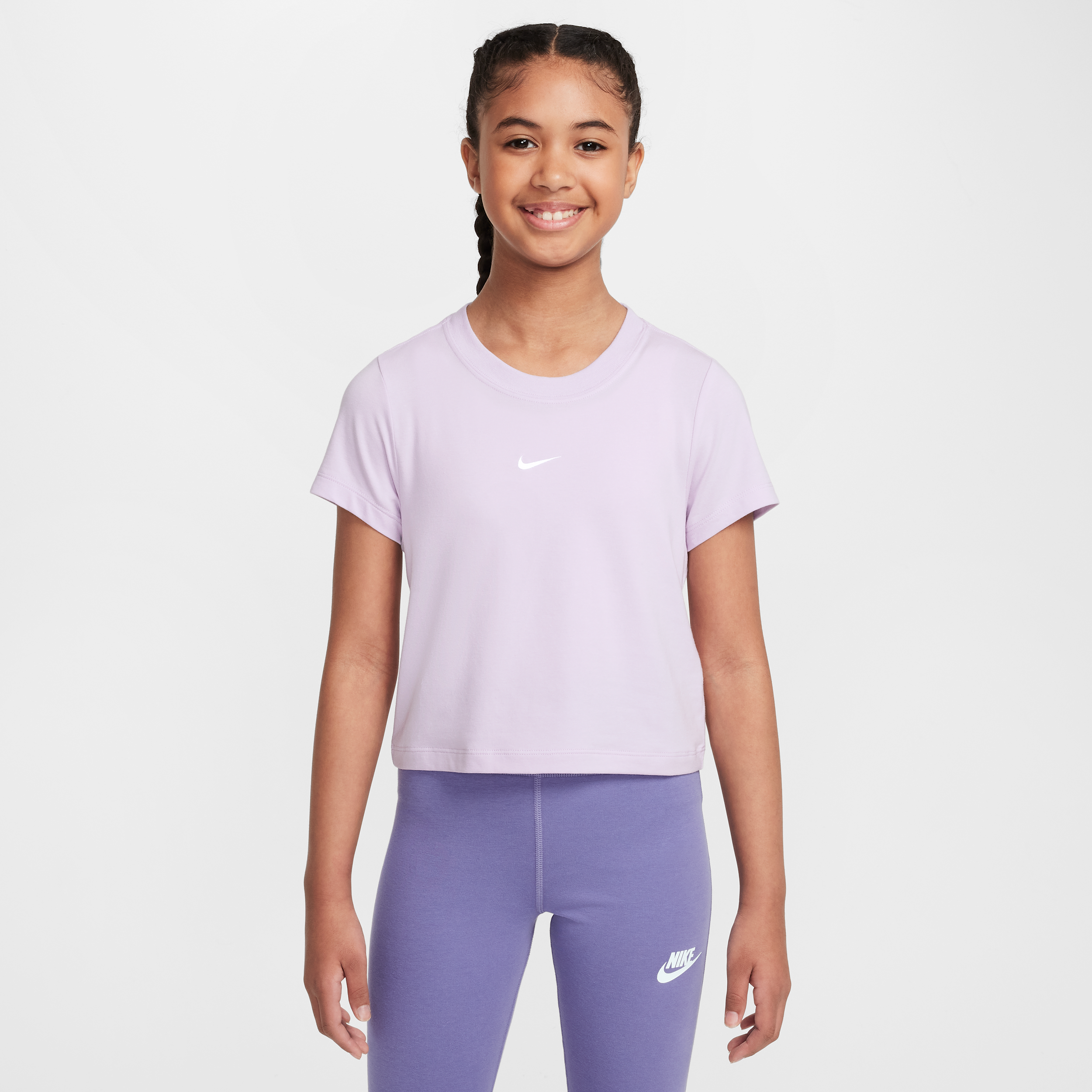 Nike Sportswear Big Kids' (Girls') Cropped T-Shirt in Purple | HF7010-537