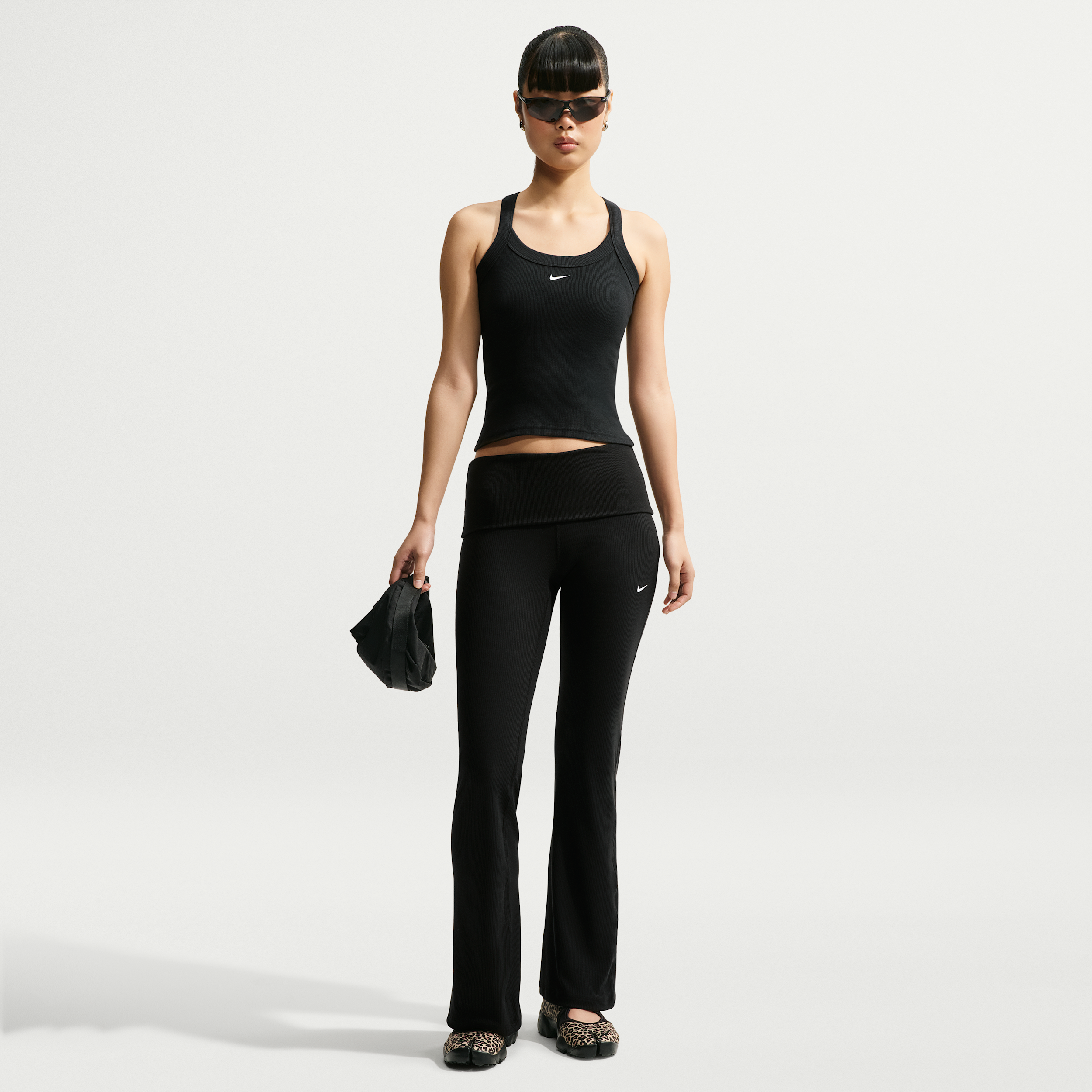 Women's Nike Sportswear Chill Knit Mid-Rise Tight Ribbed Pants in Black | IF0240-011