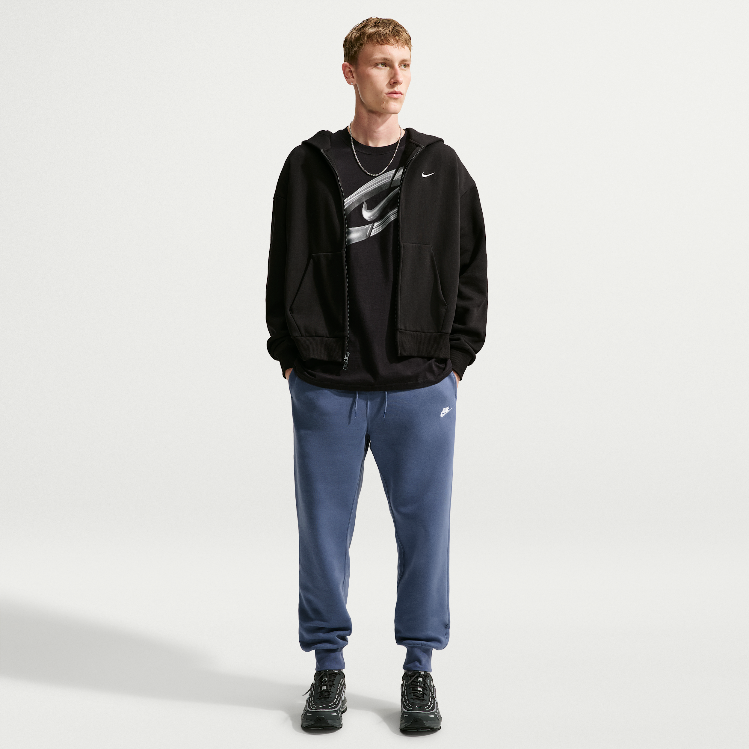 Nike Club Men's Fleece Drawstring Joggers Pants - Diffused Blue/White