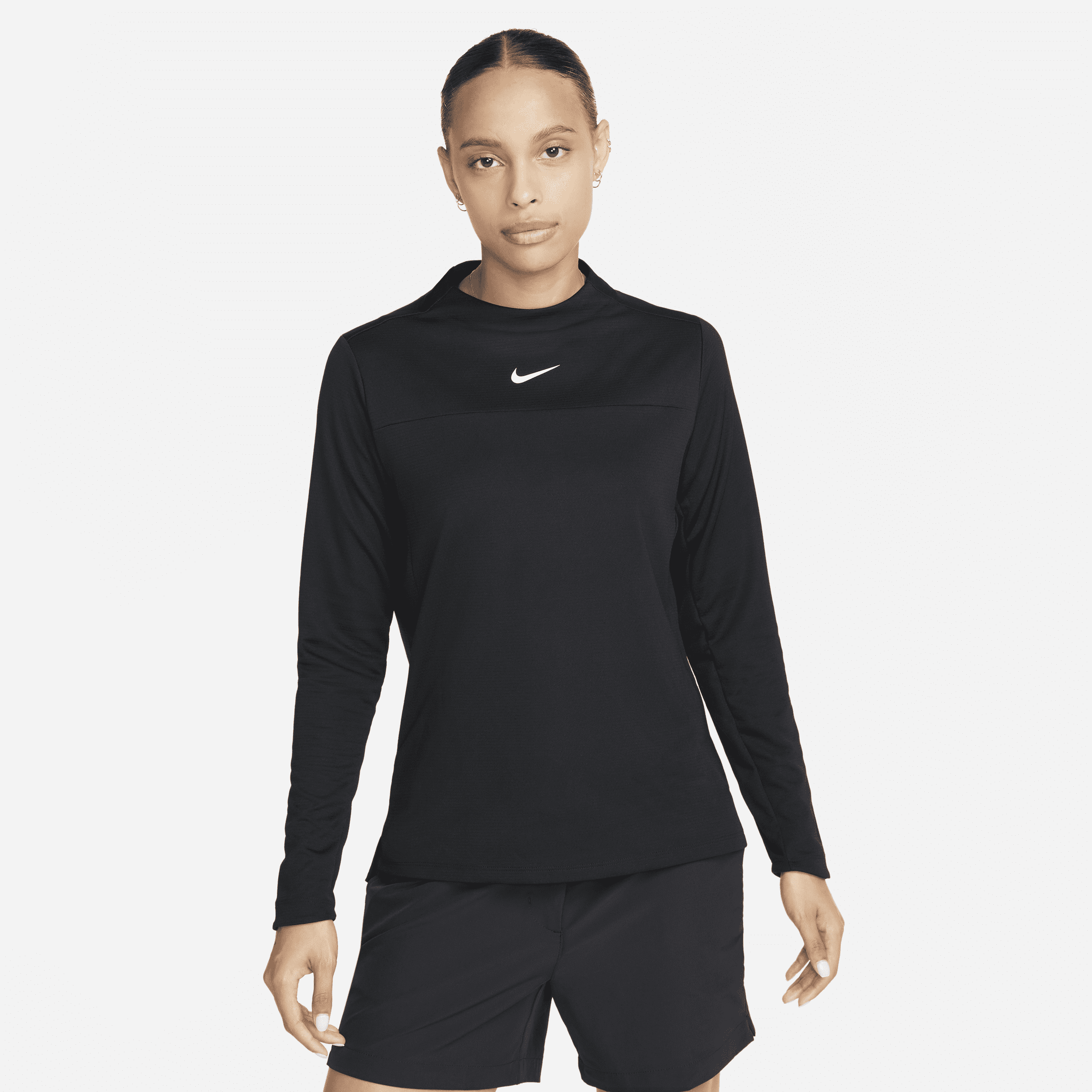 Shop Nike Women's Dri-fit Uv Advantage Mock-neck Golf Top In Black