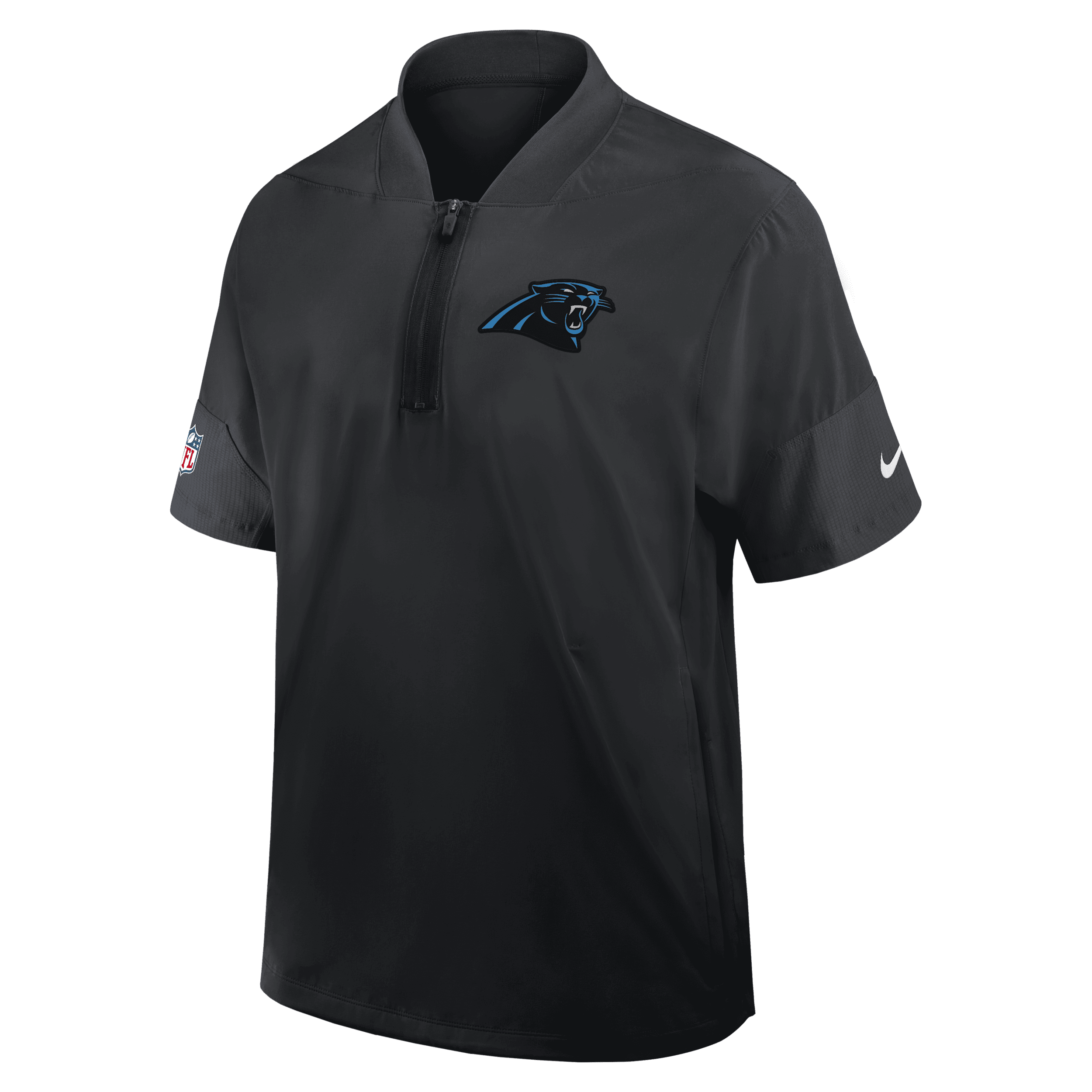 Carolina Panthers Sideline Coach Nike Men's NFL 1/2-Zip Short-Sleeve Jacket in Black | 03BO166N9D-2J5