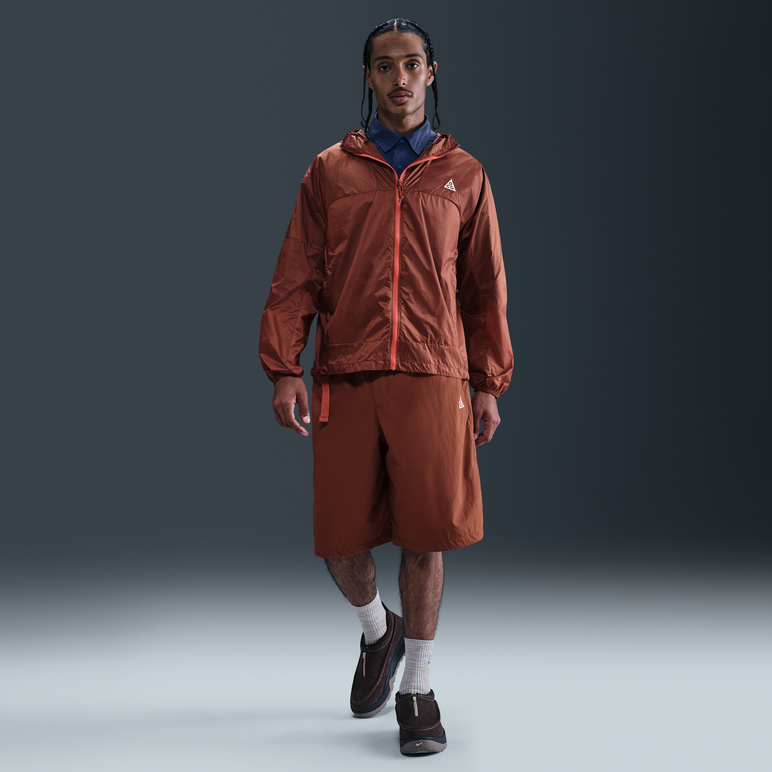 Nike Men's Acg "orb Weaver" Uv Repel Oversized Shorts In Brown
